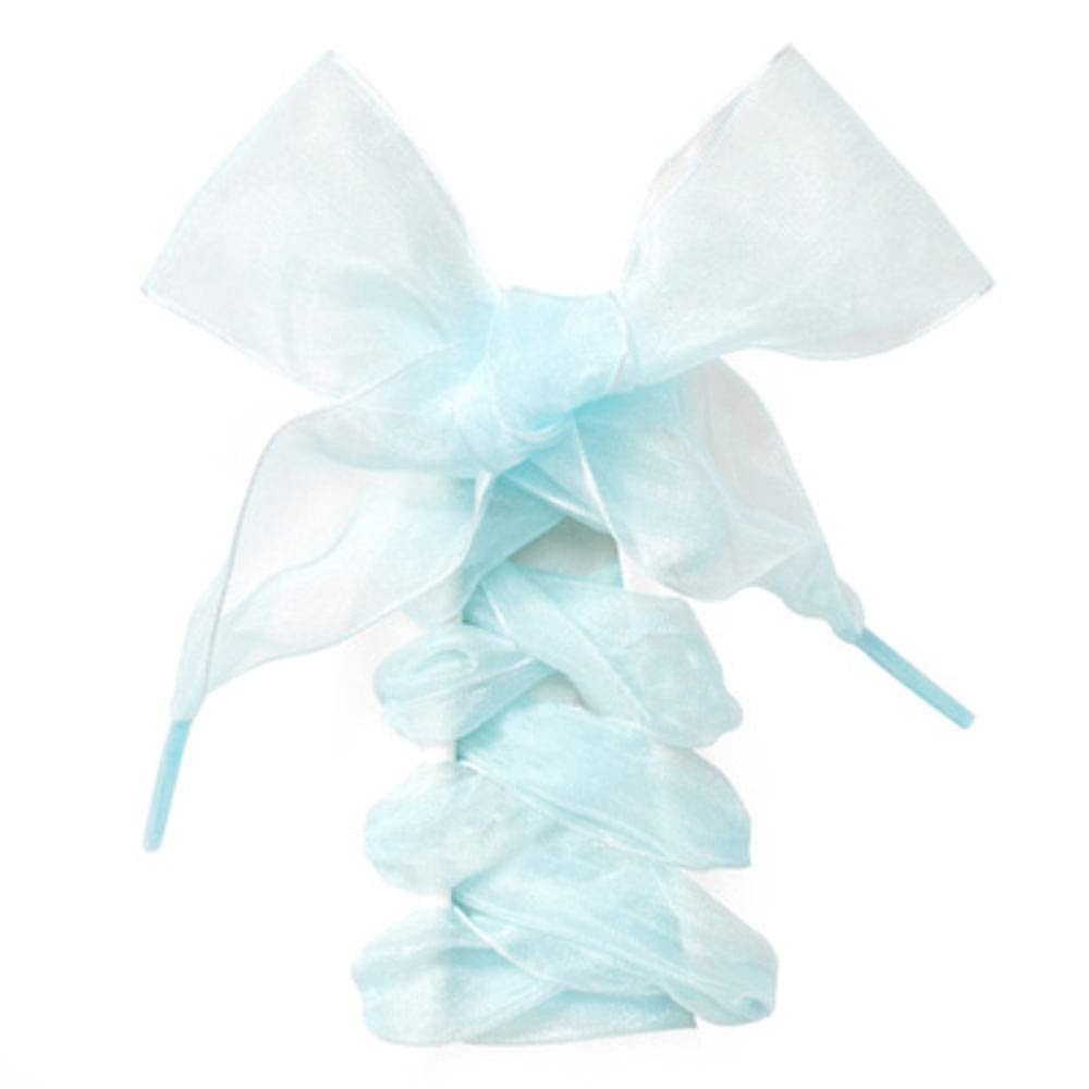 ブーツひも、子供用靴ひも、靴ひもサテンリボンシフォンワイドフラットレースオーガンザロープ子供用大人スニーカーシューズピンク、130cm (Color : Light Blue) ライトブルー -