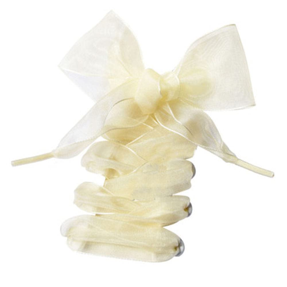 ブーツひも、子供用靴ひも、靴ひもサテンリボンシフォンワイドフラットレースオーガンザロープ子供用大人スニーカーシューズピンク、130cm (Color : Yellow) イエロー -