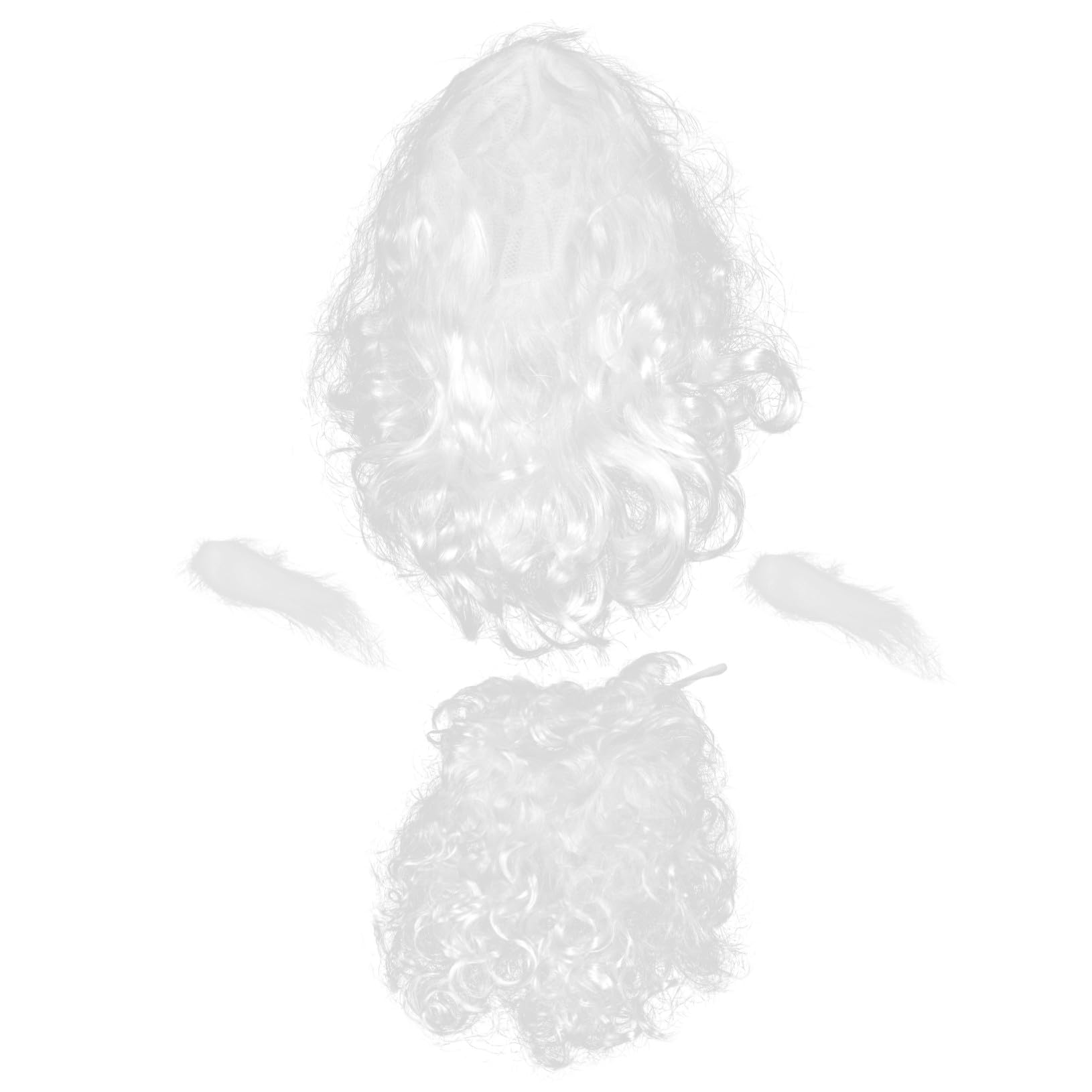 サンタひげ眉毛付き白髪カールウィッグ コスプレ用 素材パーティ