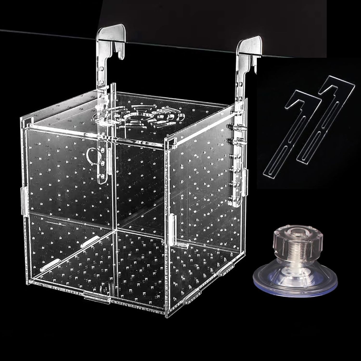 水槽セット用 魚の繁殖隔離ボックス 産卵ケース 隔離ケース 省スペース 透明アクリル製 エビやメダカの..