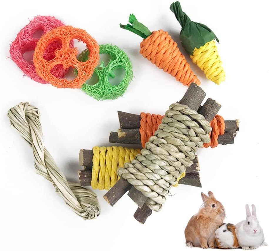 (あき)うさぎ 歯磨き おもちゃ おやつ ハムスター 草編みの噛む おもちゃ 小動物用 天然素材 無添加 か..