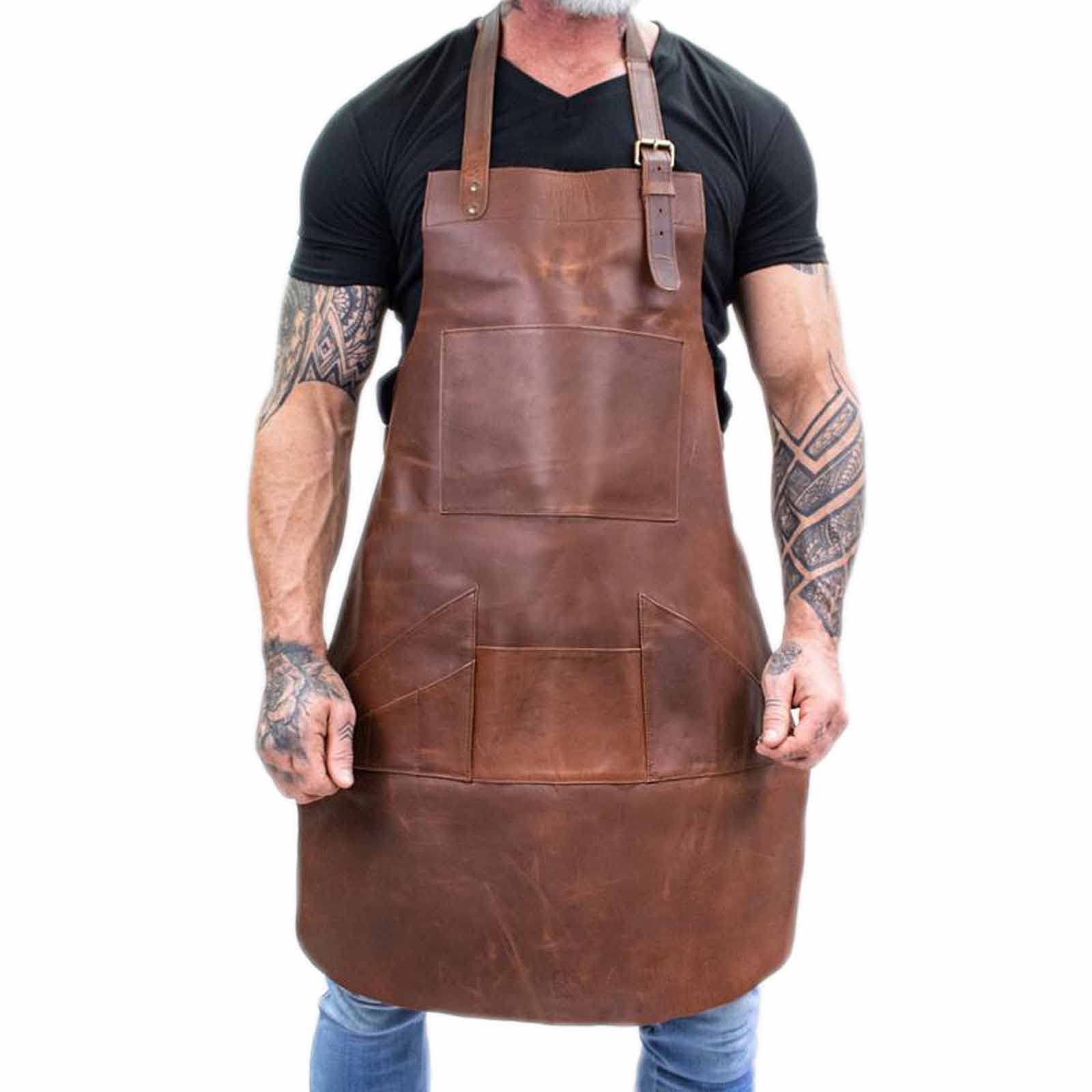 (あき) 溶接エプロン-耐熱性および難燃性の牛革エプロン、プロメカニック、溶接、木工、工具エプロン、..