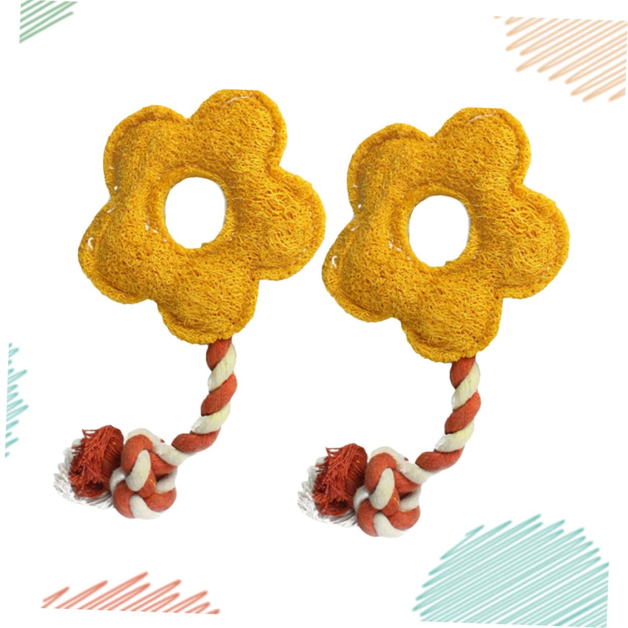 H＆B JAPANの2個 花形ペット用臼歯おもちゃ 耐久性ロープ素材 歯磨き 歯茎マッサージ 犬猫インタラクティブトレーニング 噛み癖 ランダムカラー｜アングル2