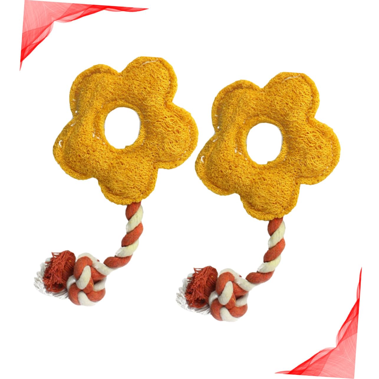 H＆B JAPANの2個 花形ペット用臼歯おもちゃ 耐久性ロープ素材 歯磨き 歯茎マッサージ 犬猫インタラクティブトレーニング 噛み癖 ランダムカラー｜アングル3