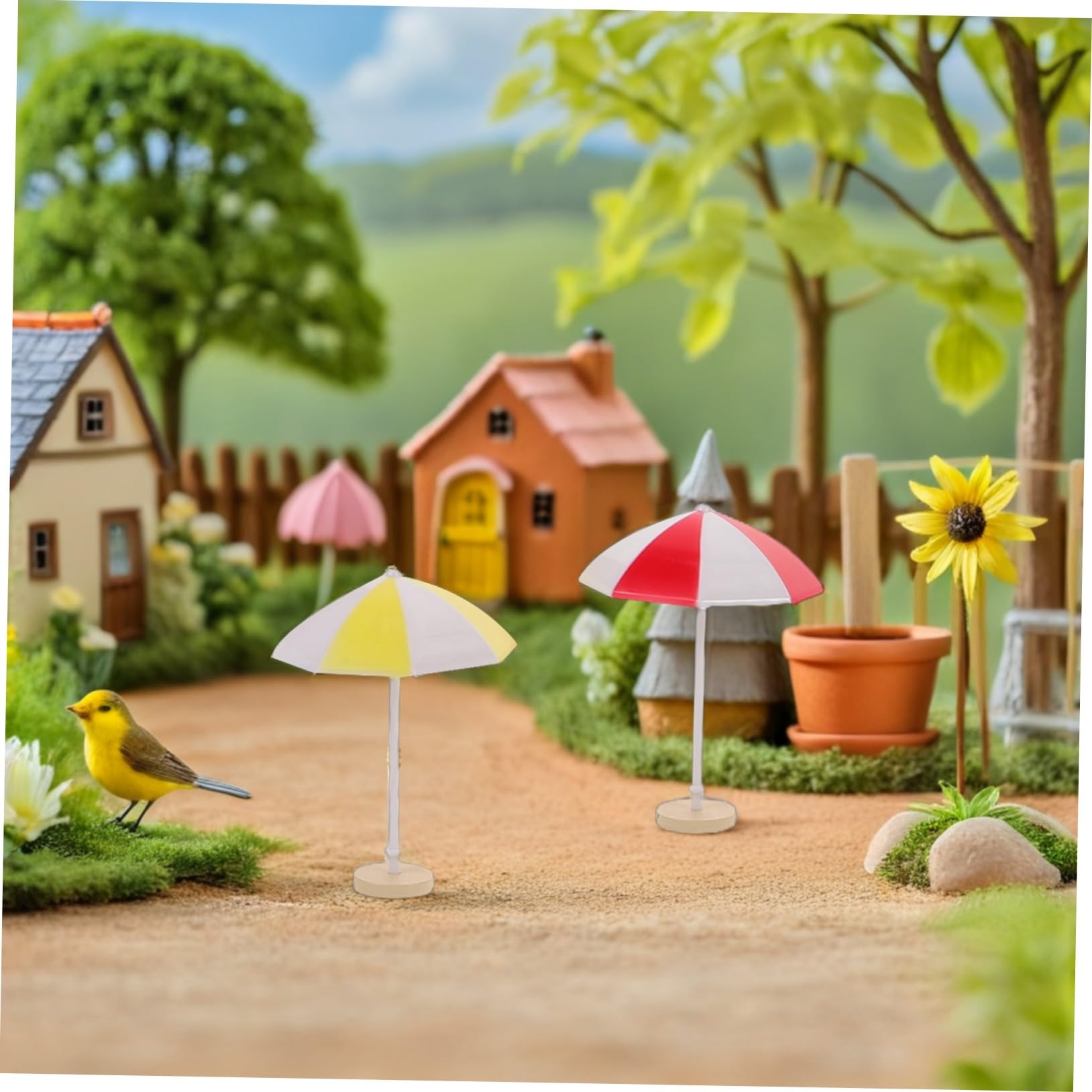 9個ミニチュアビーチパラソル 小 中 大多様 ドールハウス用屋外家具 フェアリーガーデン ミニチュア園装飾 クラフト用小型日よけア