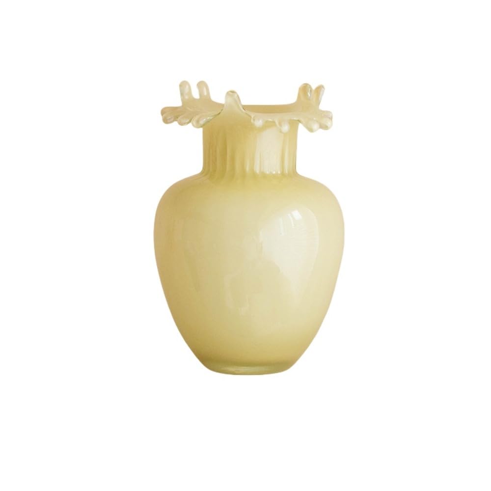 花瓶花びらスカート口リビングルームフラワーアレンジメント置物水耕ガラス花器 (浪口モデル)