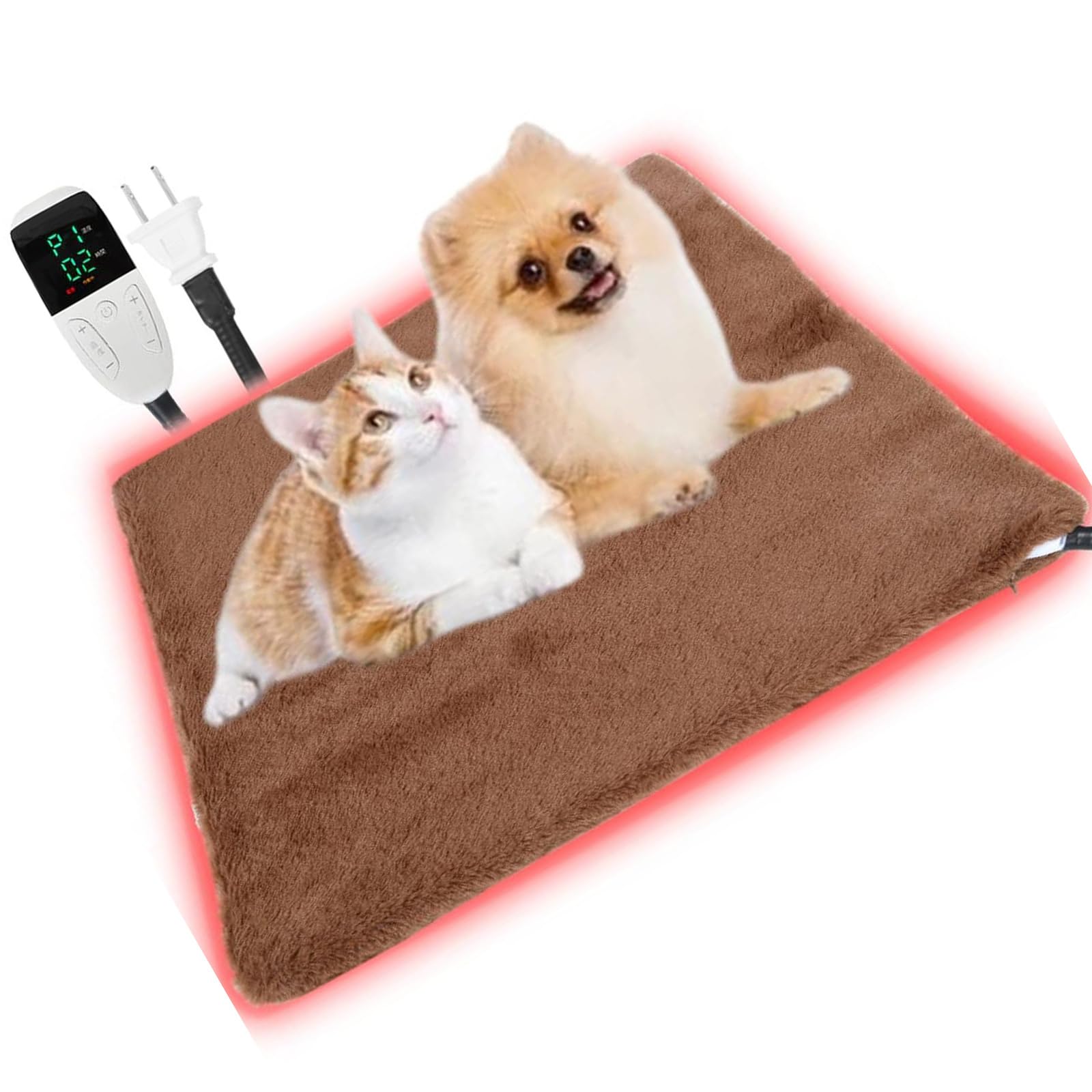 最新ペット用ホットカーペット 5段階タイマー8段階温度調整 犬 猫 ペット用 電気ホットマット ふわふわ..