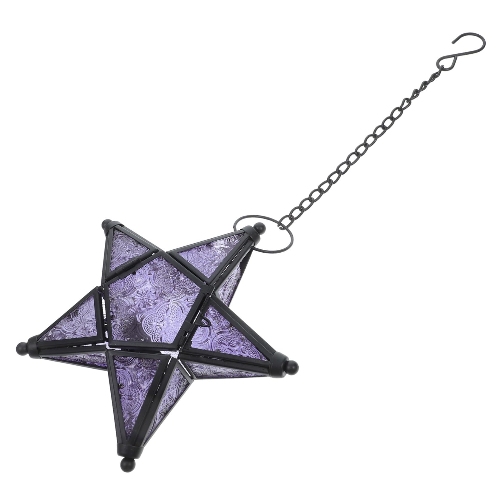 星形ガラスハングランタン 屋内外兼用 耐久性ガラス製 優しい暖光 照明兼キャンドルホルダー 飾り付き装飾品 家用パティオガーデン