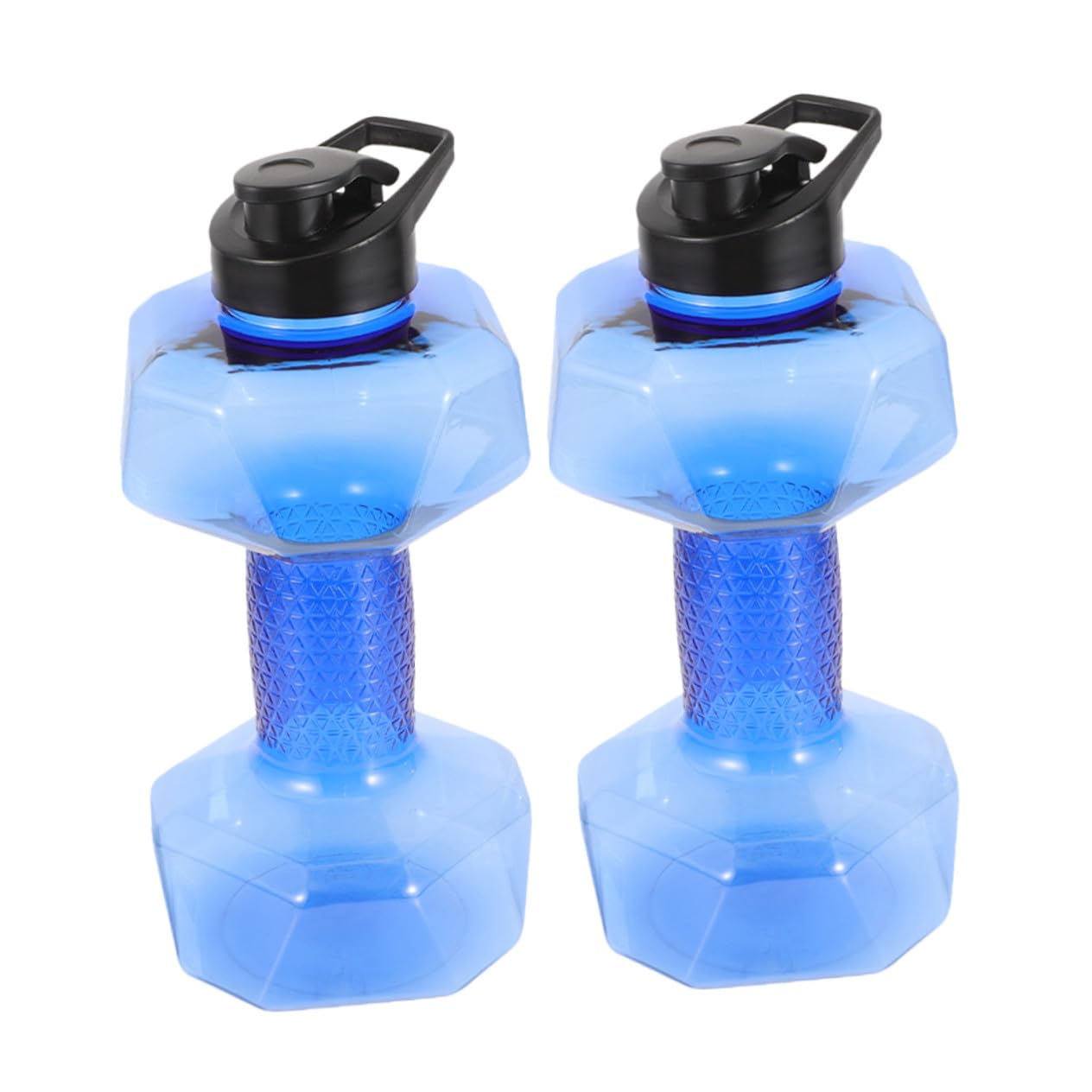 2個 大容量ダンベル型スポーツウォーターボトル 軽量耐久プラスチック製 持ち運び便利なハンドル付き ジムランニングア 再利用可能