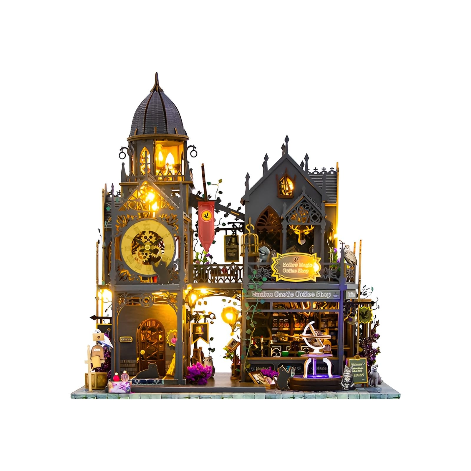 【DIY ミニチュアハウス】 木製キット 魔法の城モ 簡単組み立て 安全素材 プレゼント向け 青年趣味 手..