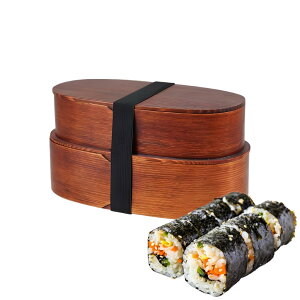 ランチコンテナボックス,木製保温ボウル,2段食品容器ランチボックス - 野菜 サンドイッチ 果物 学校 キャンプ 春の旅行 通勤 ピクニック 音楽祭用