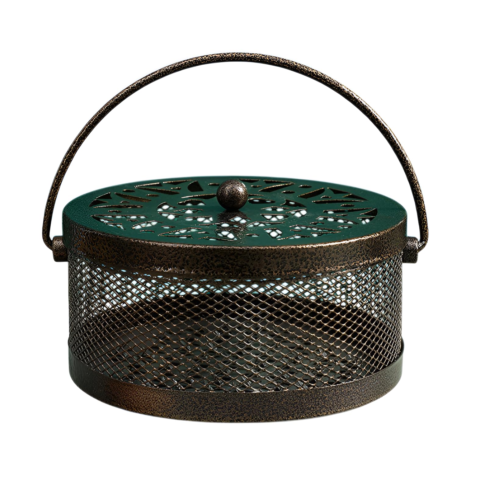 蚊取り線香 ホルダー 蚊取り線香入れ 鉄製 高硬度鋼 防錆処理 耐久性 蓋付き 耐火耐熱 直径15cm サイズ対応 持ち運び便利 付き 煙拡散促進 可能 室内 室外 キャンプ アウトドア 家庭用 安全設計 おしゃれ