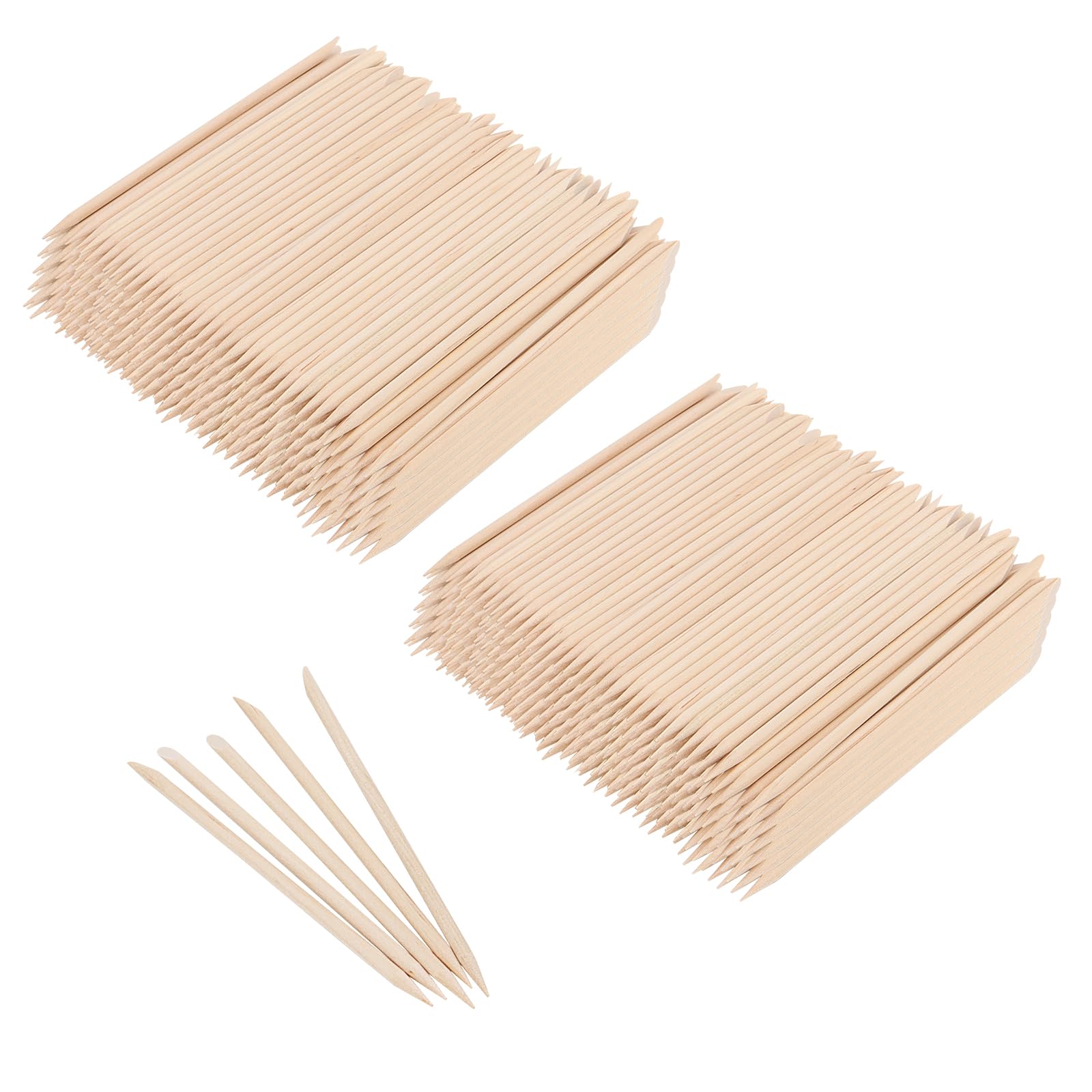 2000個 4.5インチ オレンジウッドネイルスティック、ダブルヘッドウッドキューティクルプッシャー ネイ..