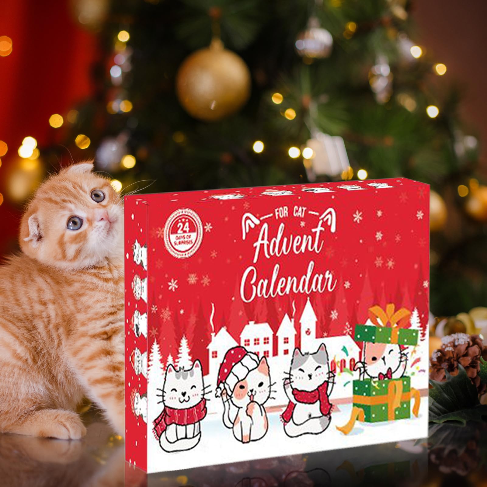 猫用おもちゃアドベントカウントダウンカレンダー,ネコのための24日間クリスマスカウントダウンカレンダー - お祝いの休日のアドベント贈り物、女性・大人・男性・友人・10代・家族・子供向けのサムネイル