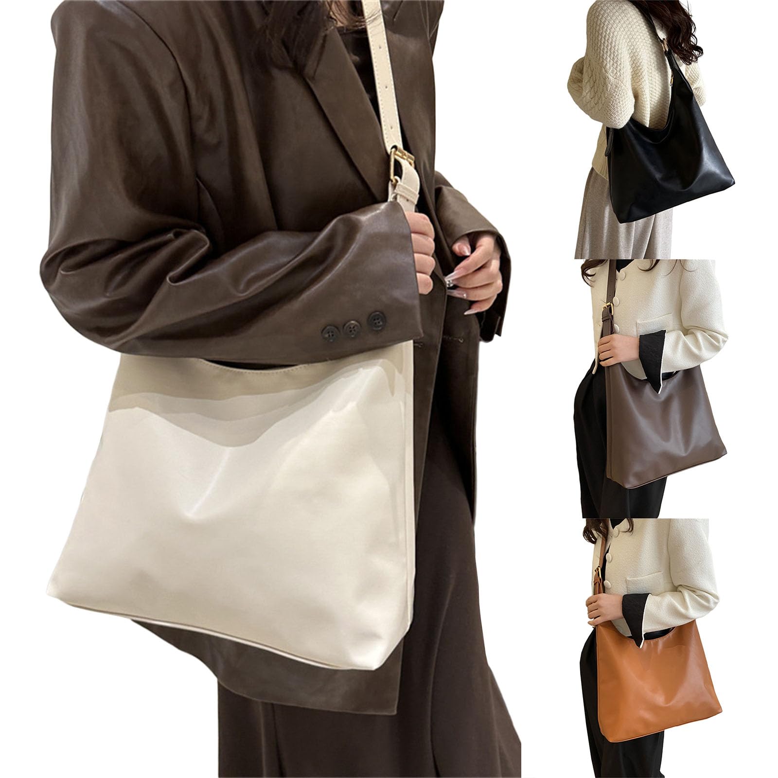 H＆B JAPANのファッショナブルな女性のための黒いショルダーバッグ機能的で ハンドバッグ日常使用マルチ機能内部コンパートメント｜アングル3