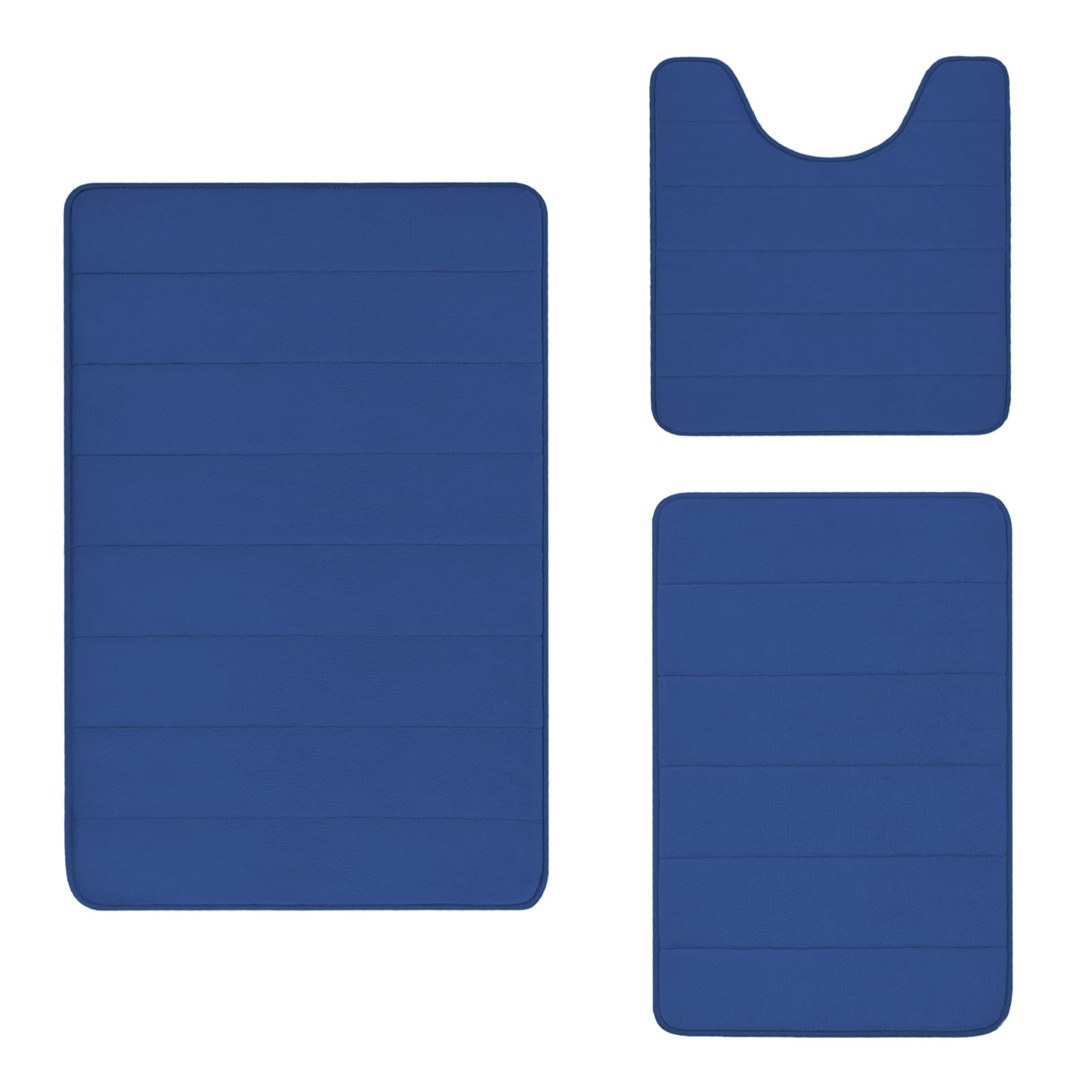 低反発バスルームラグ3枚セット ノンスリップバスマット 吸水性 洗濯機対応 ダークグリーン バスルームまたは寝室用