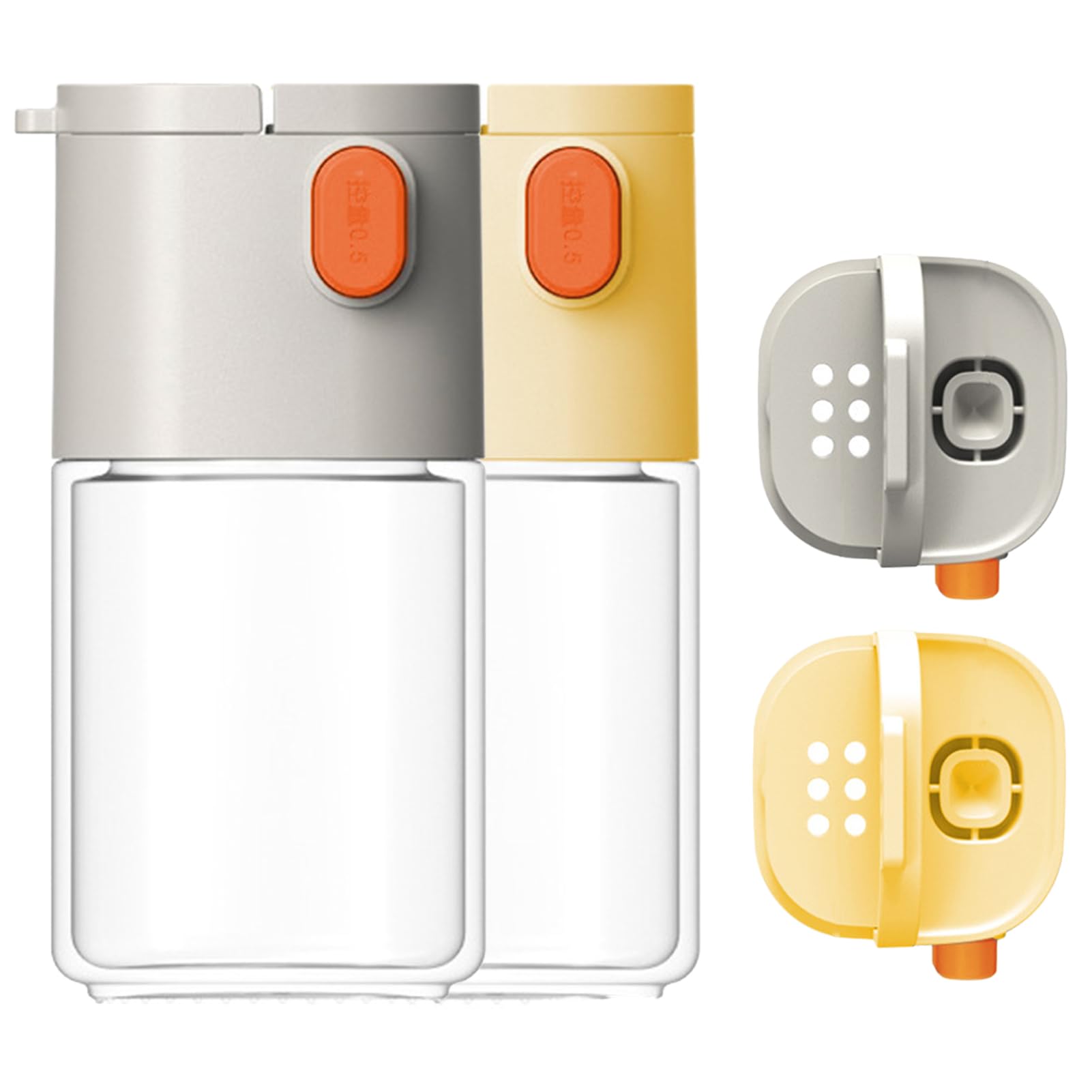 メジャー調味料ボトル2個、ソルトペッパーシェイカーセット、キッチンマストアイテム、ガラス計量スパ..