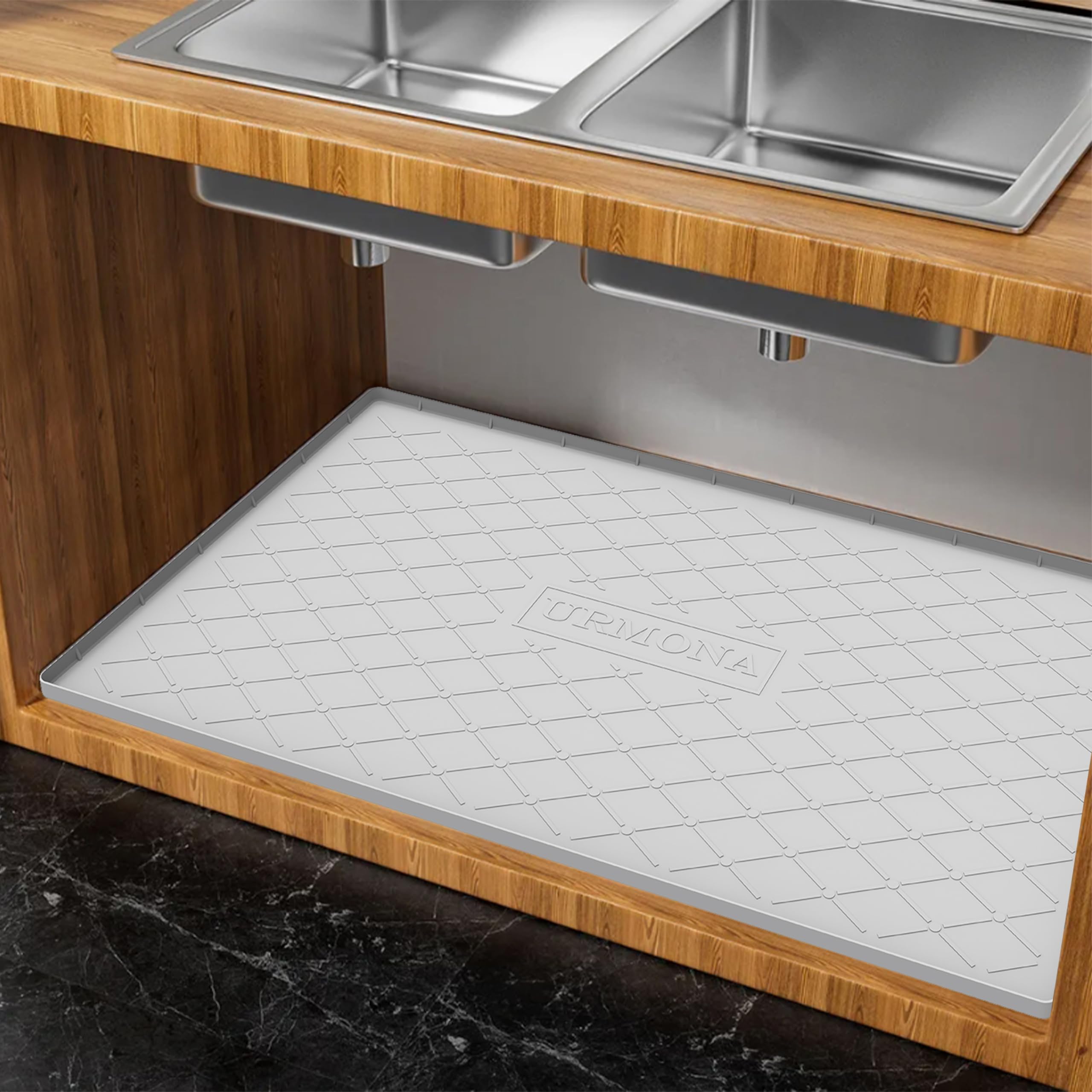 キッチン用シンク下マット 防水 78.7 55.9 シリコンアンダーシンクマット シェルフライナーオーガナイ..