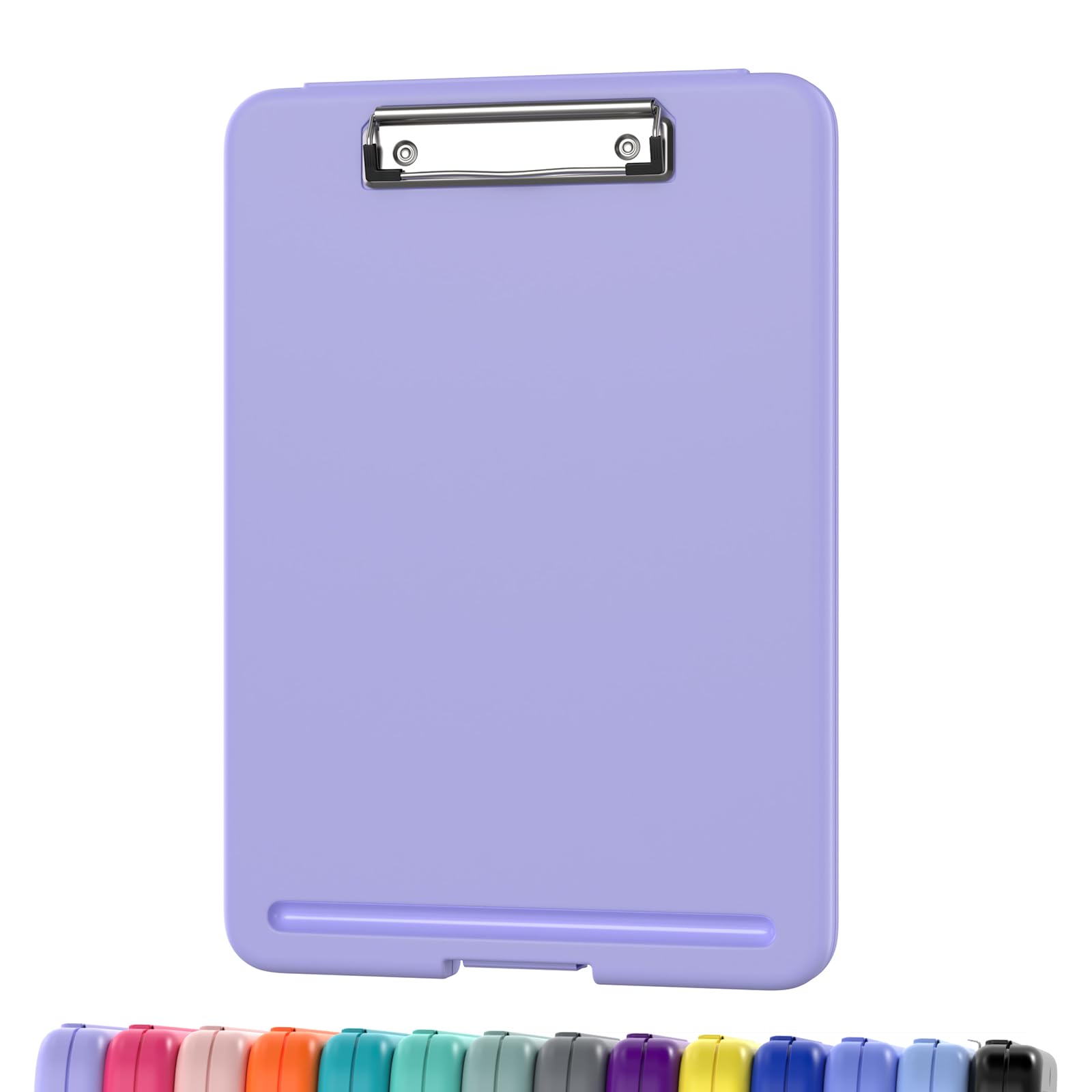 (マクロクロ) クリップボード 収納付き 6個パック 8.5 11インチ 収納クリップボード 目立たないクリップ付き 授乳用クリップボード 折りたたみ式 教室/教師/新学期/オフィス用品用 (ライトパープル)