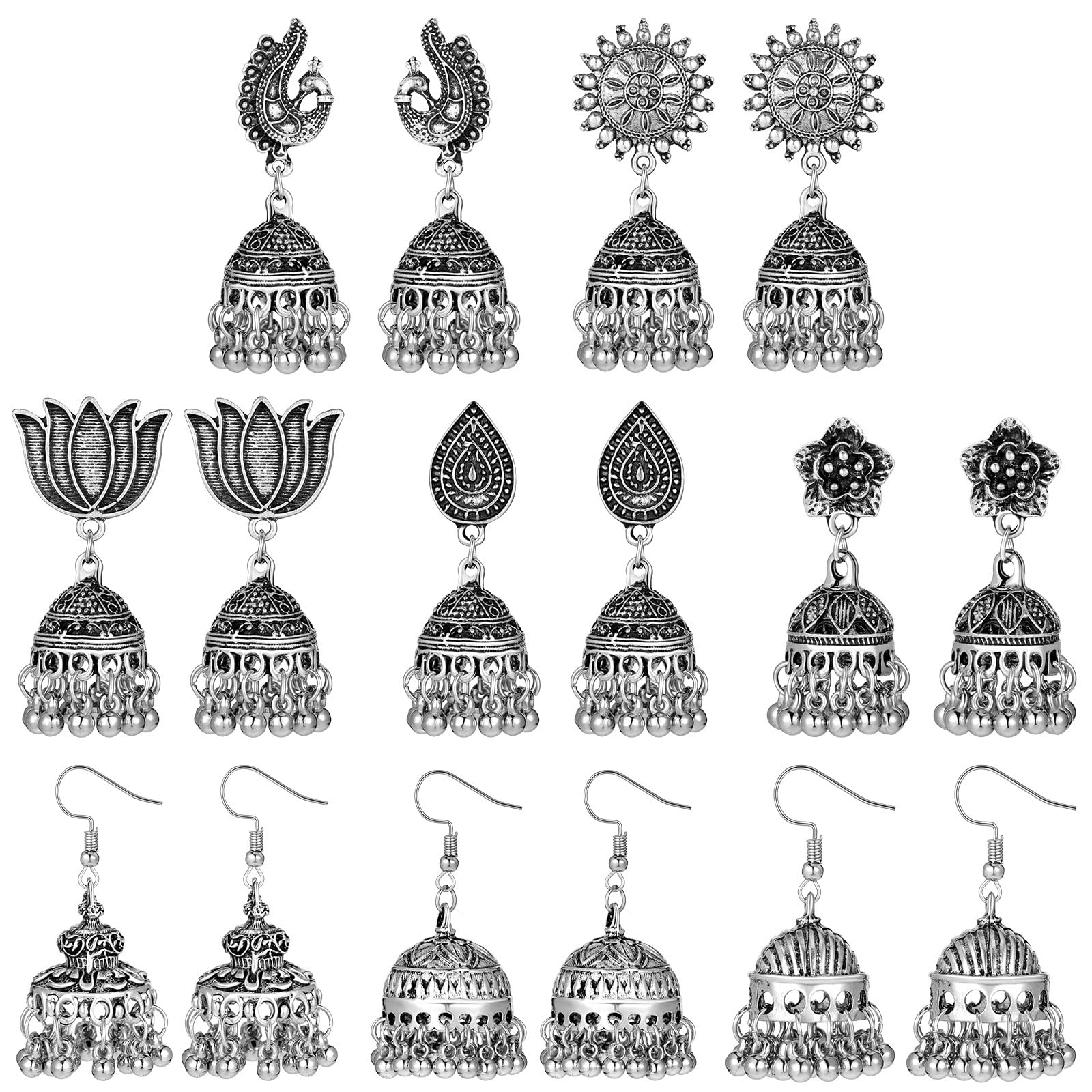 (グレンマル) インディアンイヤリング メタルボヘミアンシャンデリア ダングルイヤリング 8組 女性用, 金属, 合金。