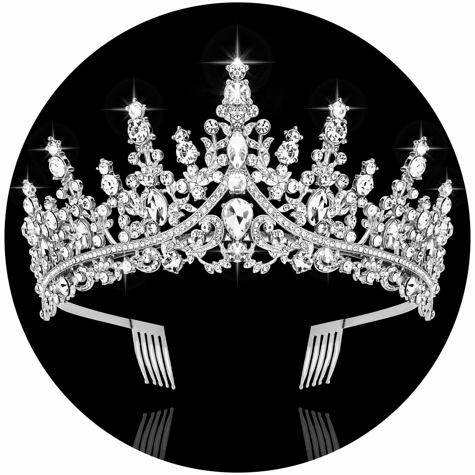 シルバークリスタルクラウン ゴージャスなティアラ 女性用 プリンセスクラウン 愛する人へのギフト 誕..
