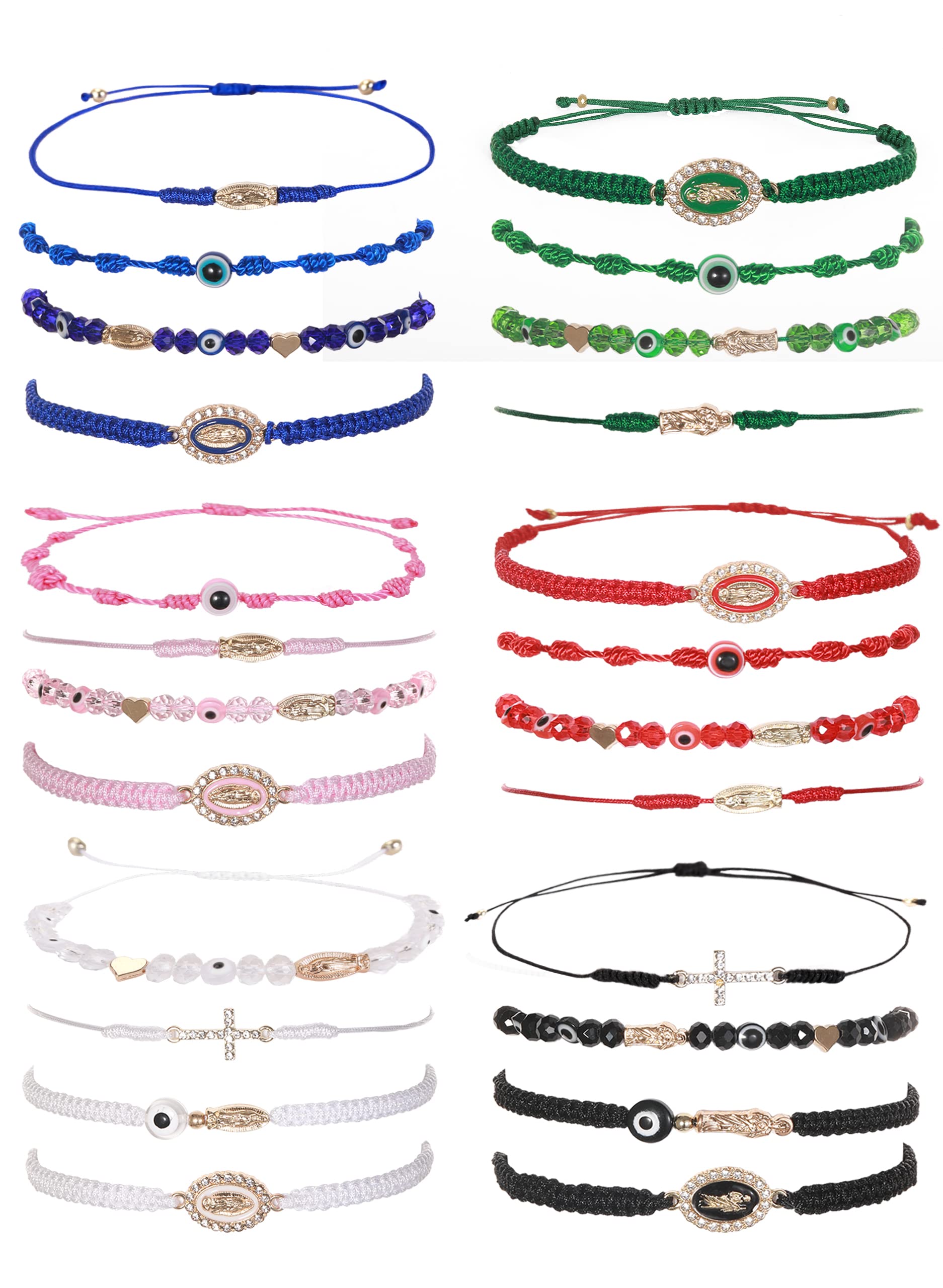 24/12個 メキシカンブレスレット 聖母マリア サンユダ レディース レッドストリング イーブルアイ グリ..