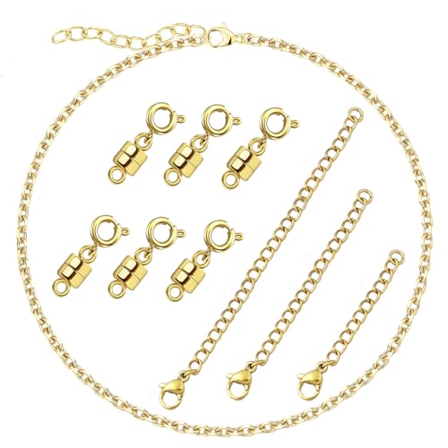 ネックレスエクステンダーゴールド、ネックレス用磁気クラスプゴールドネックレスエクステンダー 女性..