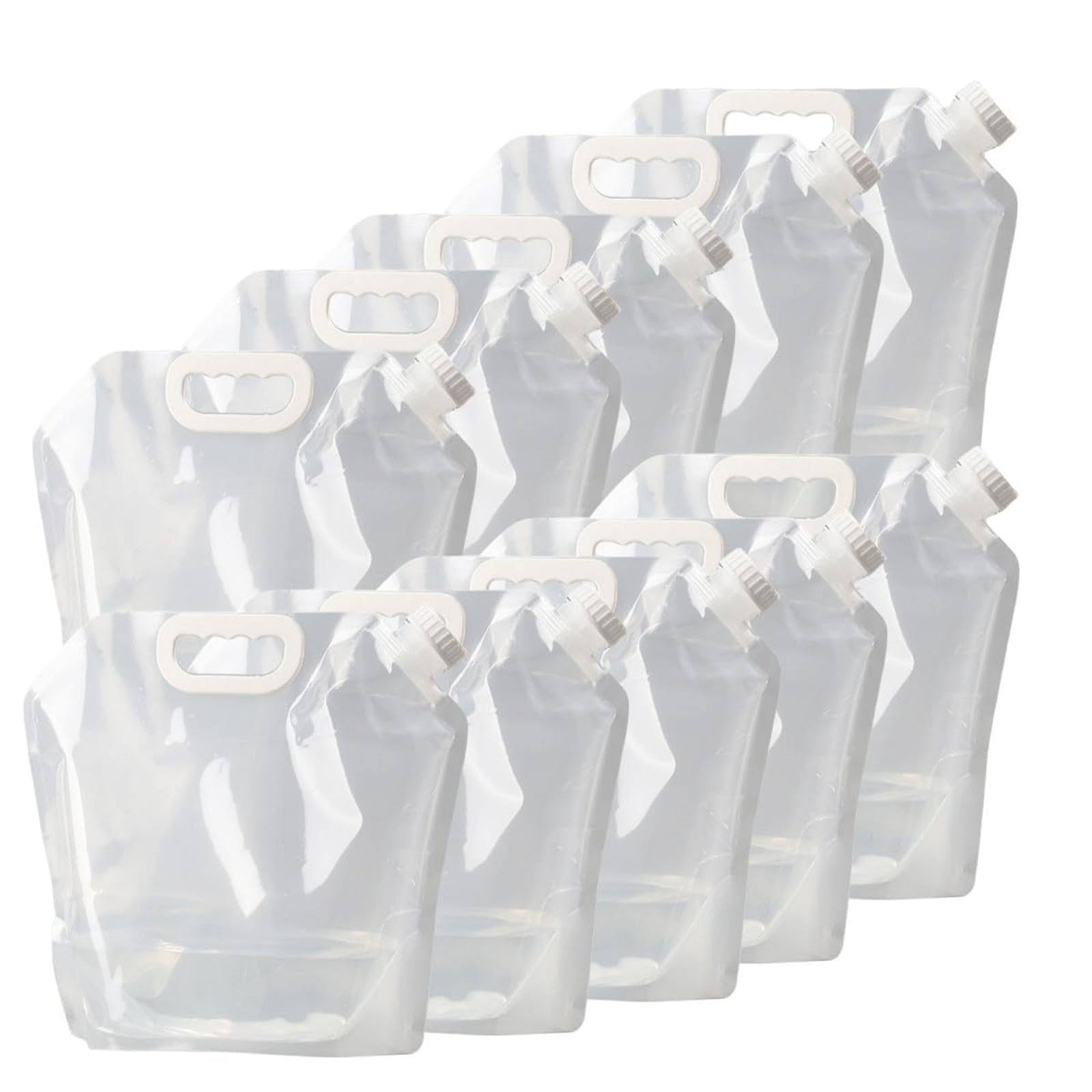 非常用給水バッグ ウォーターバッグ 避難防災グッズ 折り畳み 給水袋 大容量 持ち運び ウォータータンク 大容量 アウトドアスポーツ 旅行 登山 キャンプ 水袋 10個 透明 5L