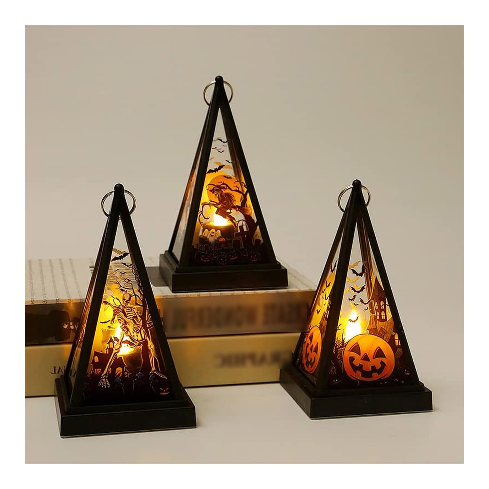 3点セット ハロウィン 飾り led ランタン 三角形 かぼちゃ おばけ 魔女 提灯 ハロウィン 飾り付け ライト カボチャ 玄関 置物 ハロウィ..