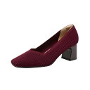 ハイヒール パンプス 【Vカットデザイン】 スクエアトウ 太めヒール ストレートストライプ ソリッドカラー フレンチスタイル カジュアル おしゃれ 通勤 日常 ...