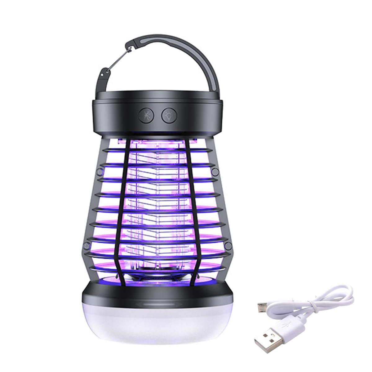 電撃殺虫器 蚊取り コバエ取り 捕虫器 電気蚊取り器 UV光源吸引式 蛾 蚊 コバエ 駆除 電撃 360° 殺虫ライト 静音設計 省エネ経済 薬剤不用 IPX6防水 USB充電式 大容量2000mAh LEDランプ照明 多機能 吊り下げ式＆据え置き式両用 屋外 屋内