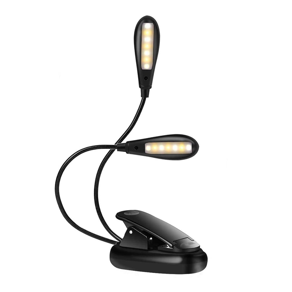 譜面台LEDランプ クリップ式 ダブルチューブ USB充電式 360度回転 調節可能 二重 14灯 3色 間接照明 装飾 2つランプ 9つ点灯モード 暖色 囲気作りライト 卓上 おしゃれ 省エネ 軽量 小型 台灯 夜間読書 PC作業 勉強(3)