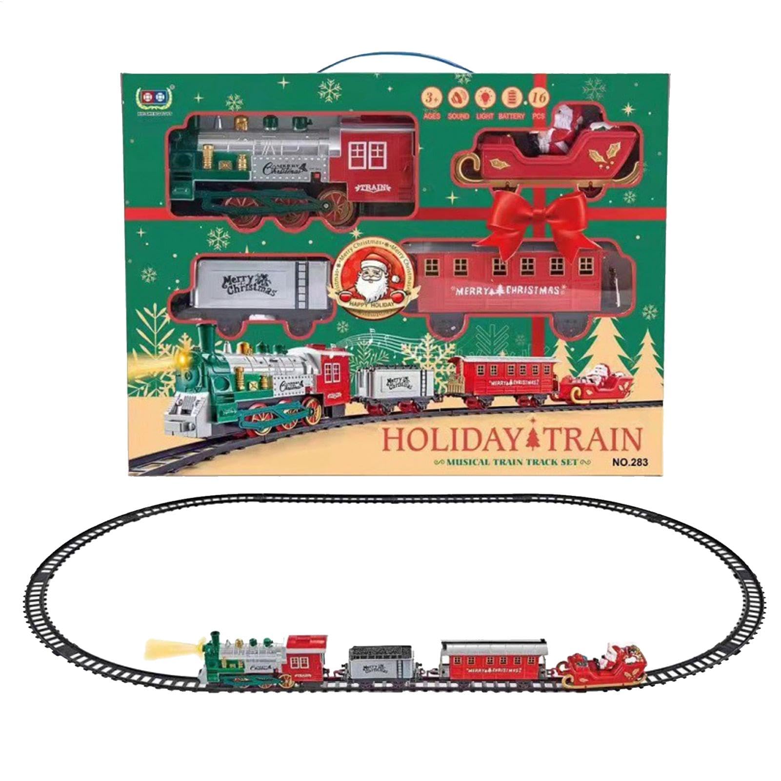 男の子のためのトレインおもちゃ、電気列車セット,光と音のあるクリスマストレインモデル | 貨物車の鉄..
