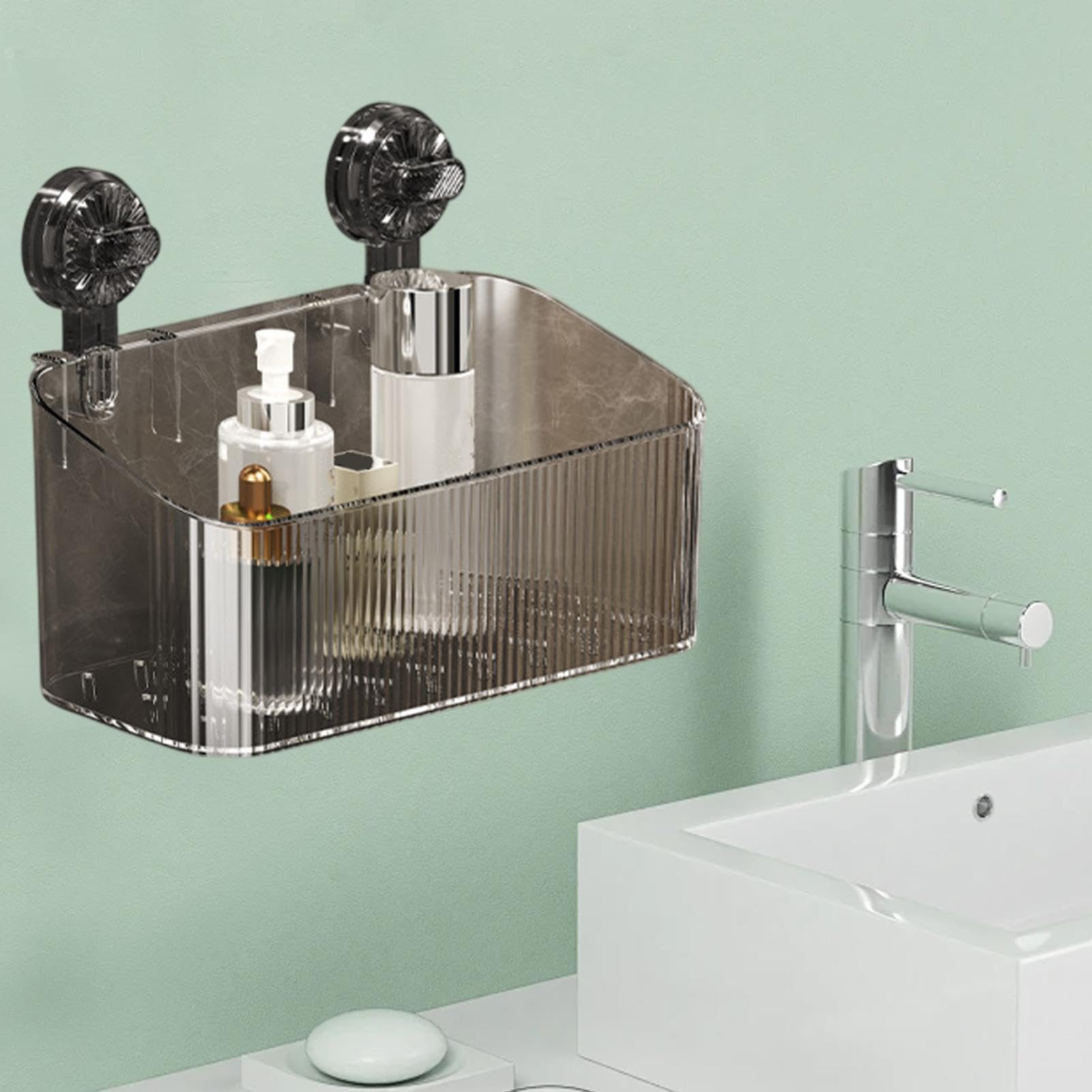 H＆B JAPANの吸盤シャワーシェルフ、シャワー吸盤シェルフ | シャワーオーガナイザー吸盤シャワーオーガナイザーラック - シャワーシェルフオーガナイザーラック、バスルームシェルフキッチン用バスケット、シャワー収納棚｜アングル2