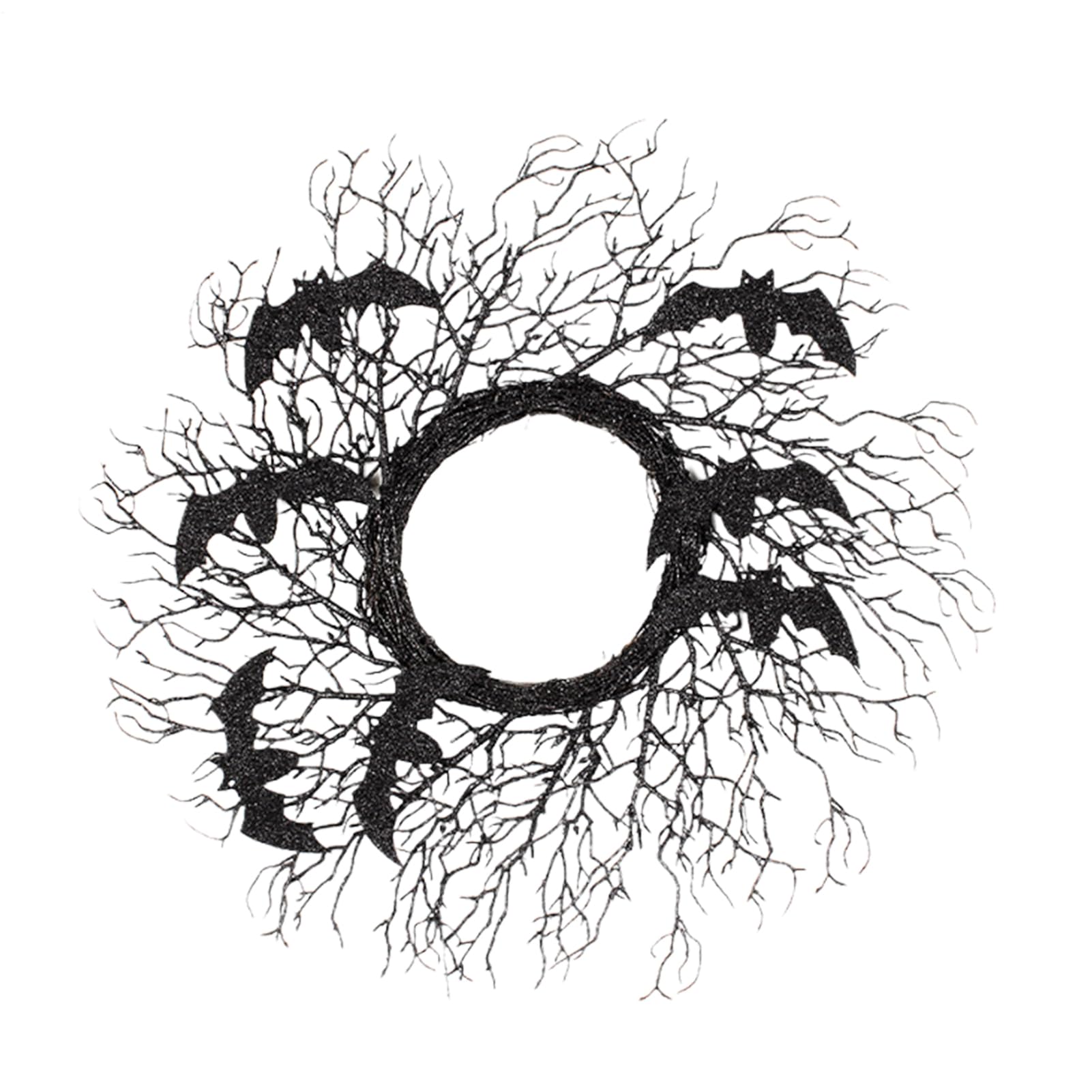 正面玄関ハロウィーンリース - コウモリの黒い小枝の花輪|窓、壁、フレーム、リビングルーム、庭、屋内..