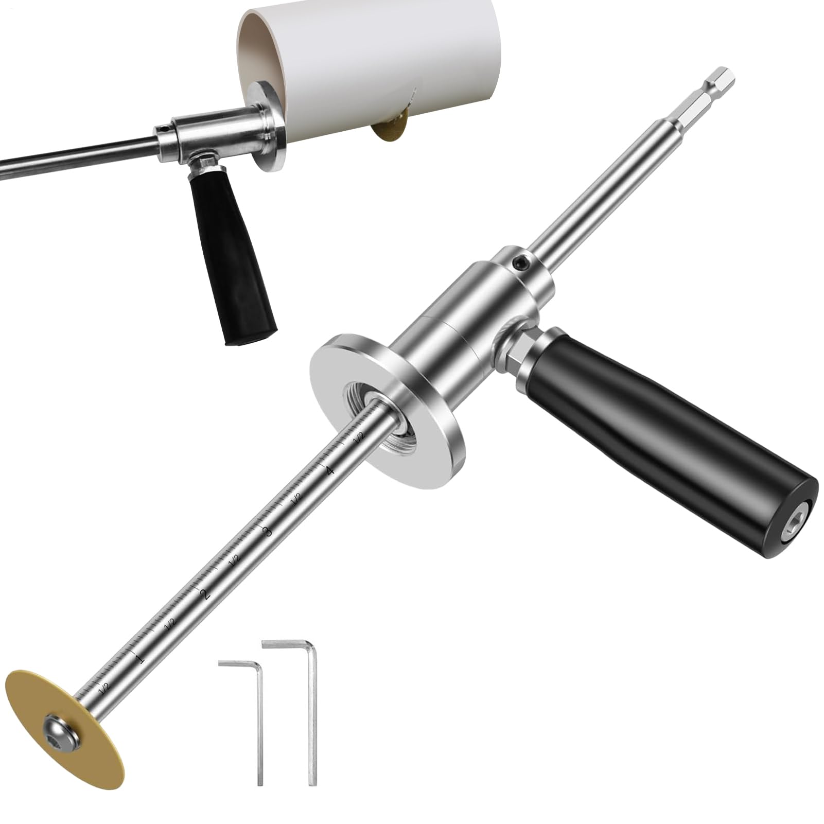 内部パイプカッター、内部パイプカッター - スケールのあるポータブルパイプカッター | 7インチ調整可能な切断深さ、チューブ内部切削工具、配管工のためのドリルアタッチメント