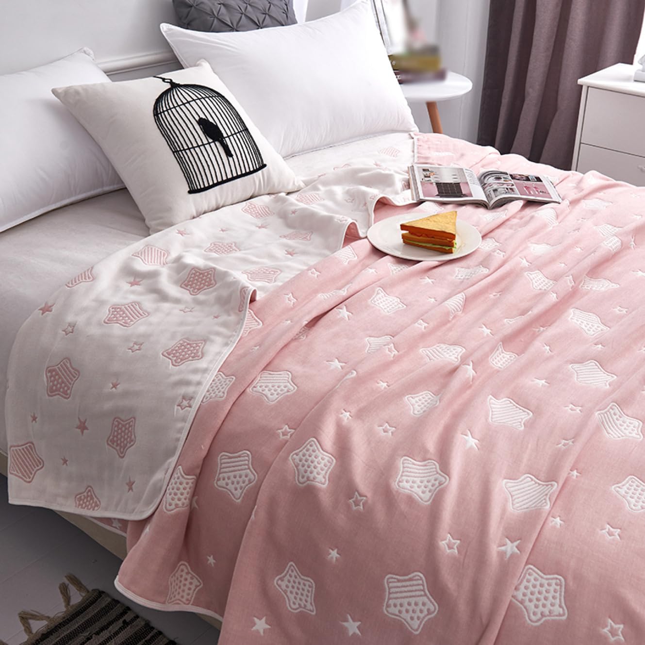 ベビーバスタオル 6重ガーゼ おくるみ ブランケット 200*230cm 沐浴ガーゼ 六層ガーゼ カラー6 ガーゼ..