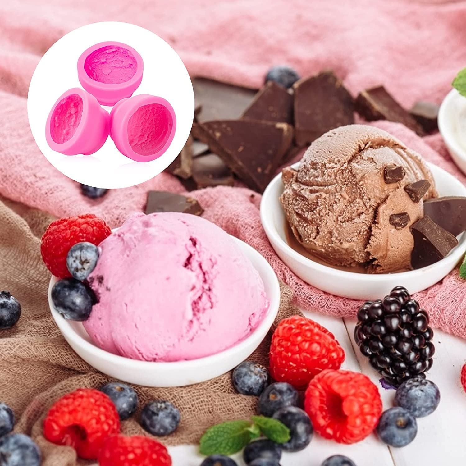 3個セット シリコンモールド アイスクリームボール 型 ケーキフォンダン diy チョコレート アロマセラ..