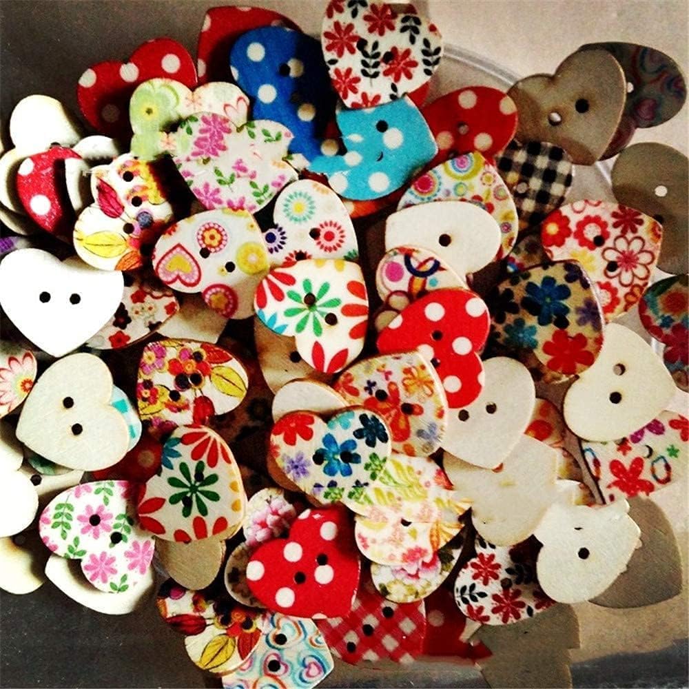 50個 15mm ボタン 人形 エプロン クラフト 染めプリント 裁縫用 アクセサリーパーツ 木製ボタン ギフト..