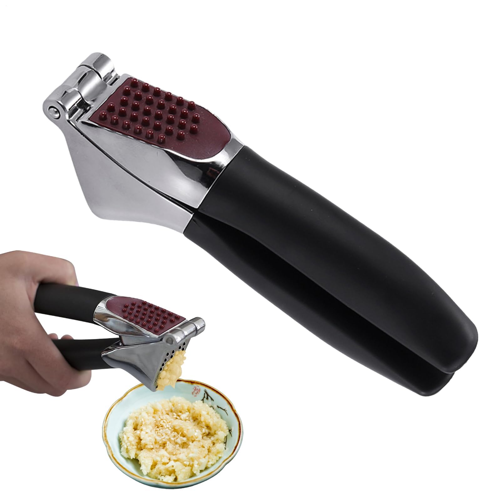 ニンニクプレッサー | 耐久性のあるニンニクつぶし器具 キッチンツール | 錆びにくい亜鉛合金 食洗機対..