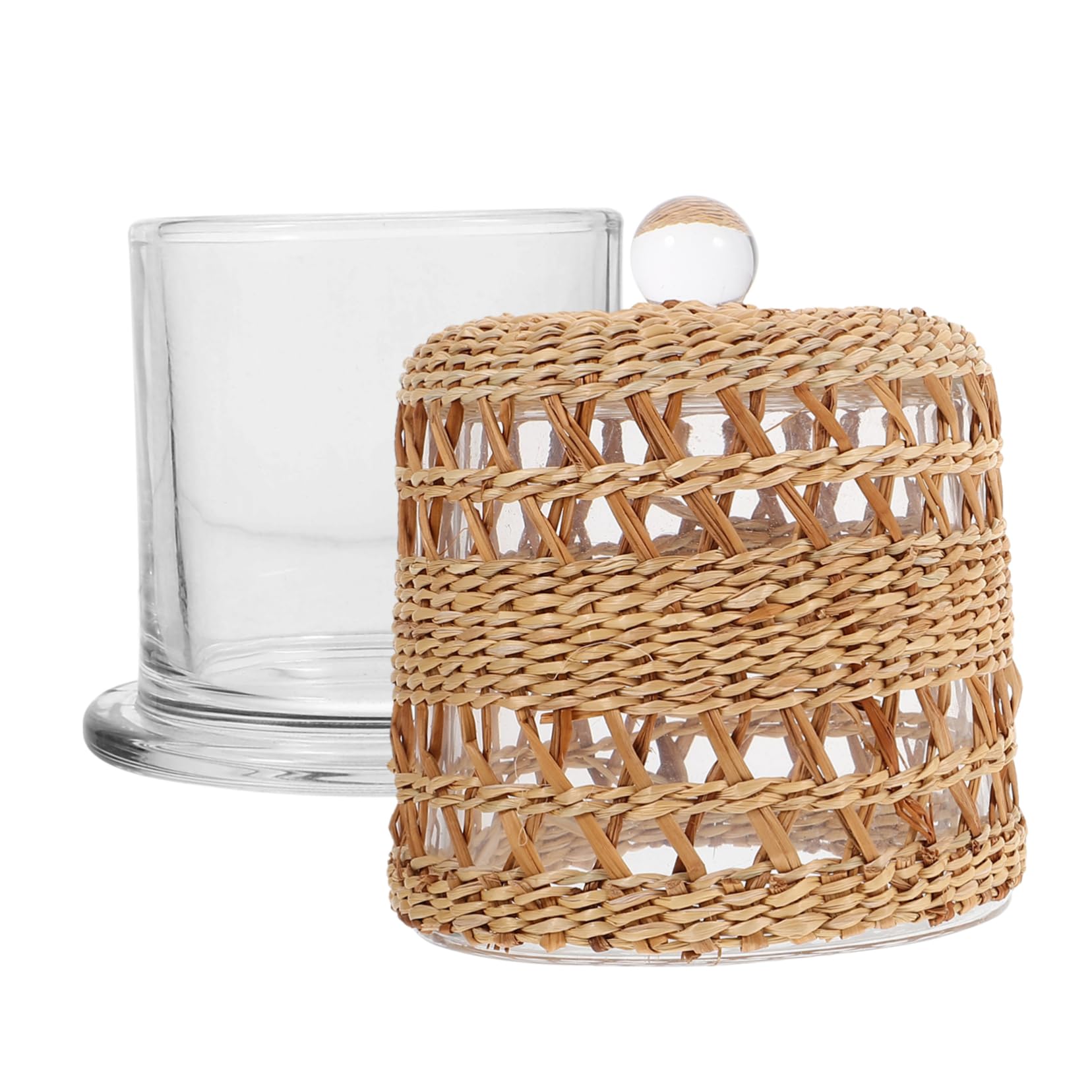 ガラスカバー ライト 装飾的なキャンドルホルダー 素朴な燭台ホルダー キャンドルホルダースリーブ 籐編みキャンドルホルダー 燭台カップ 柱キャンドル 多肉植物の花瓶 天然芝