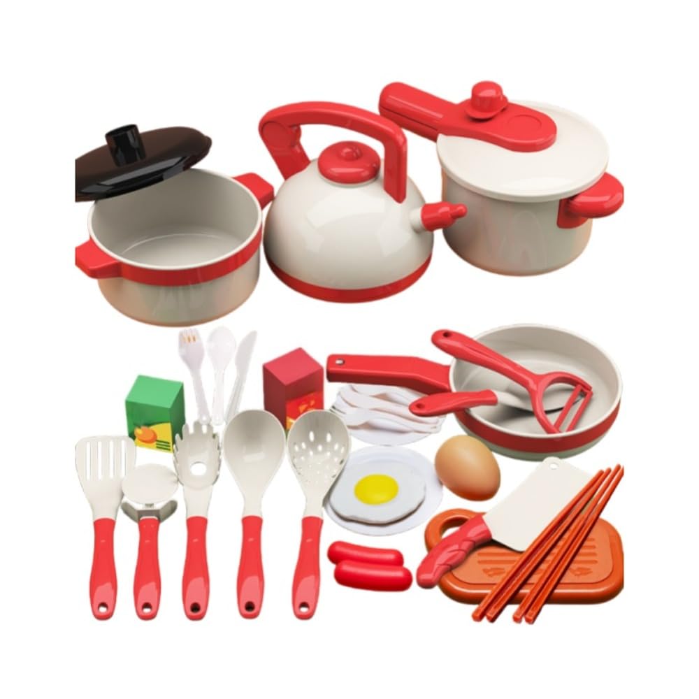 子供用キッチンおもちゃ、調理、模擬蒸気炊飯器、ごっこ遊び用大型キッチン用品、子供用キッチンセット (29点セット) [並行輸入品]