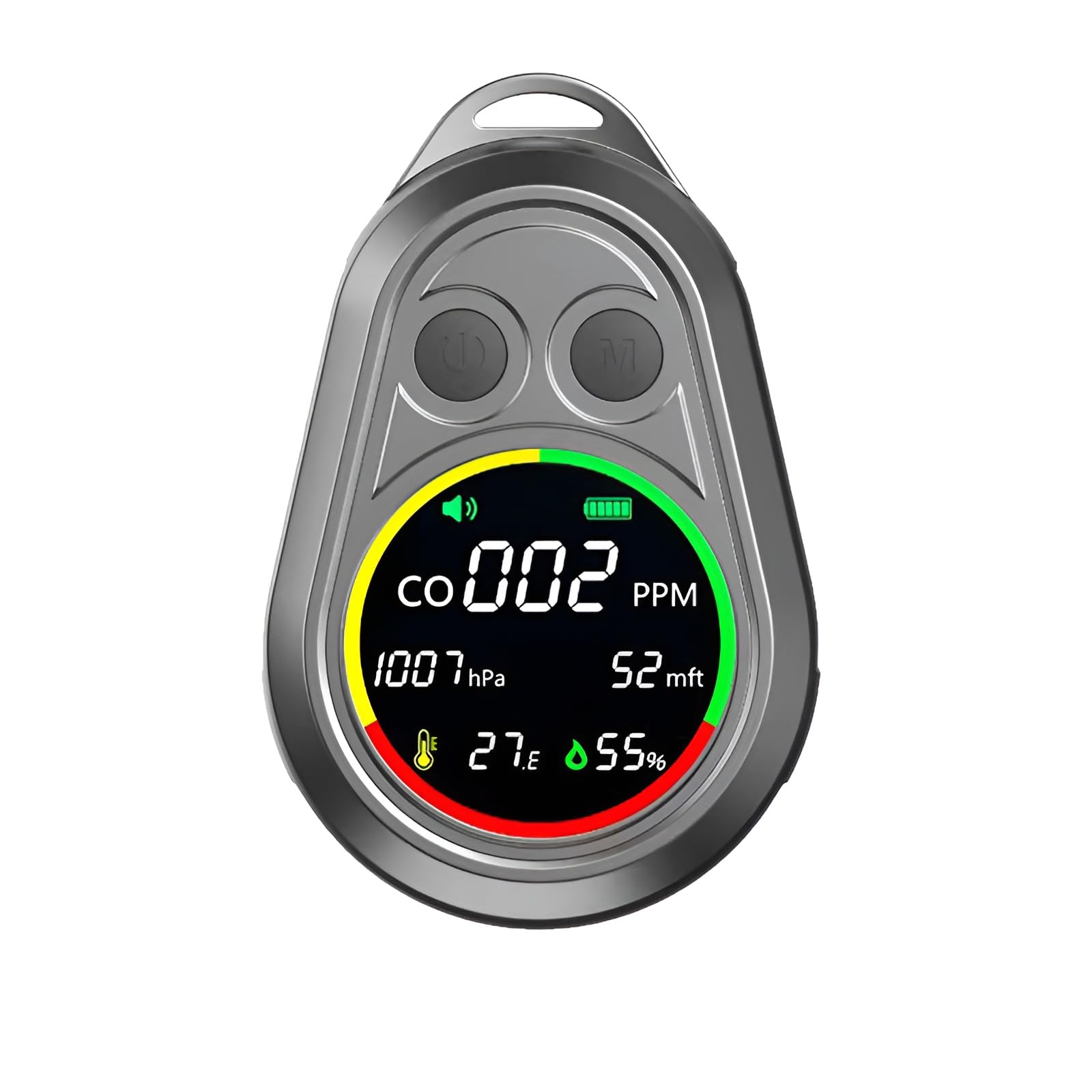 ポータブルCO警報機 【高精度ガス検知+環境測定】4in1コンパクト検知器 気圧高度計 温湿度モニター付き..