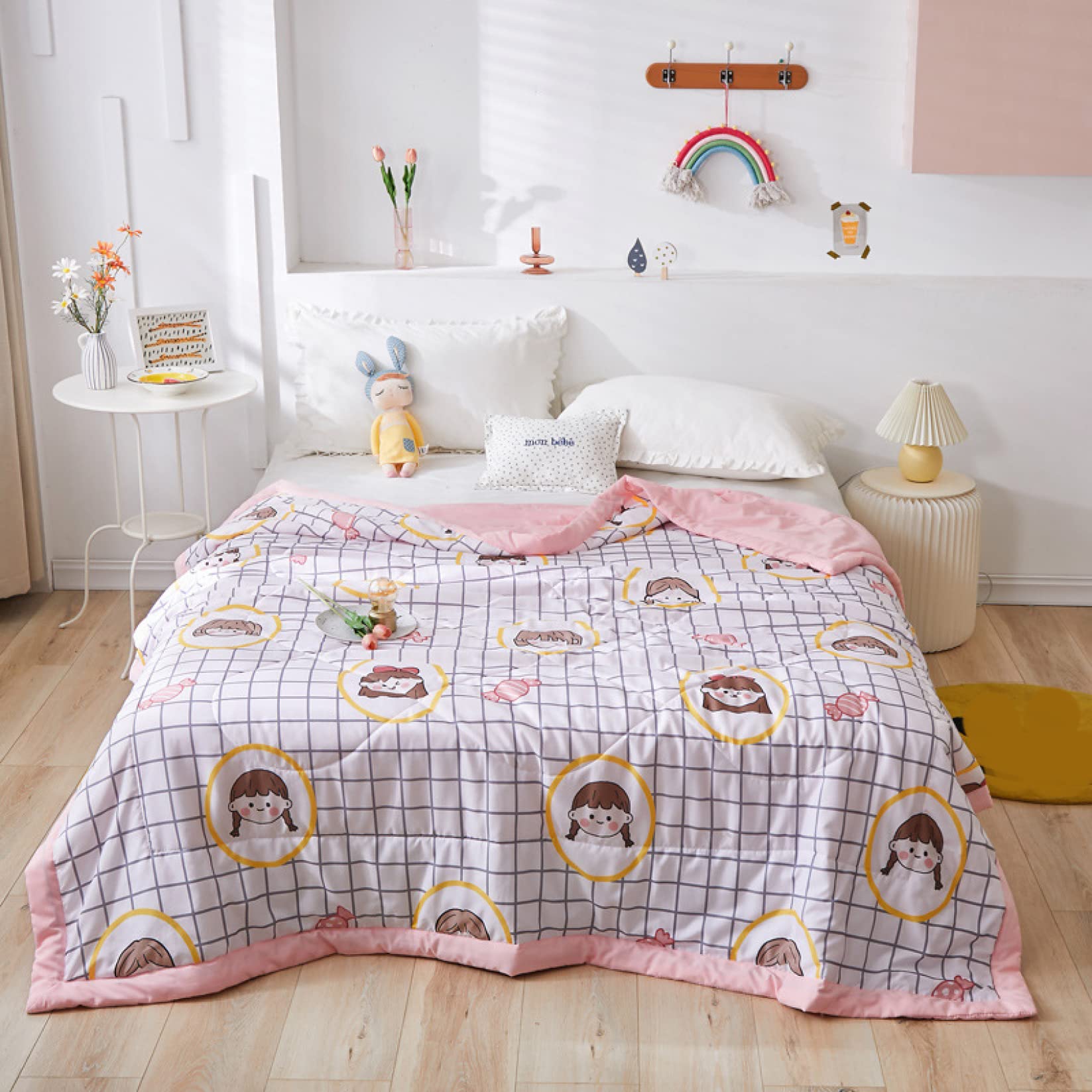 夏布団 200*230cm 夏かけ布団 サマーキルト フォレストパターン 肌布団 水洗い加工 肌掛け布団 夏用 シ..