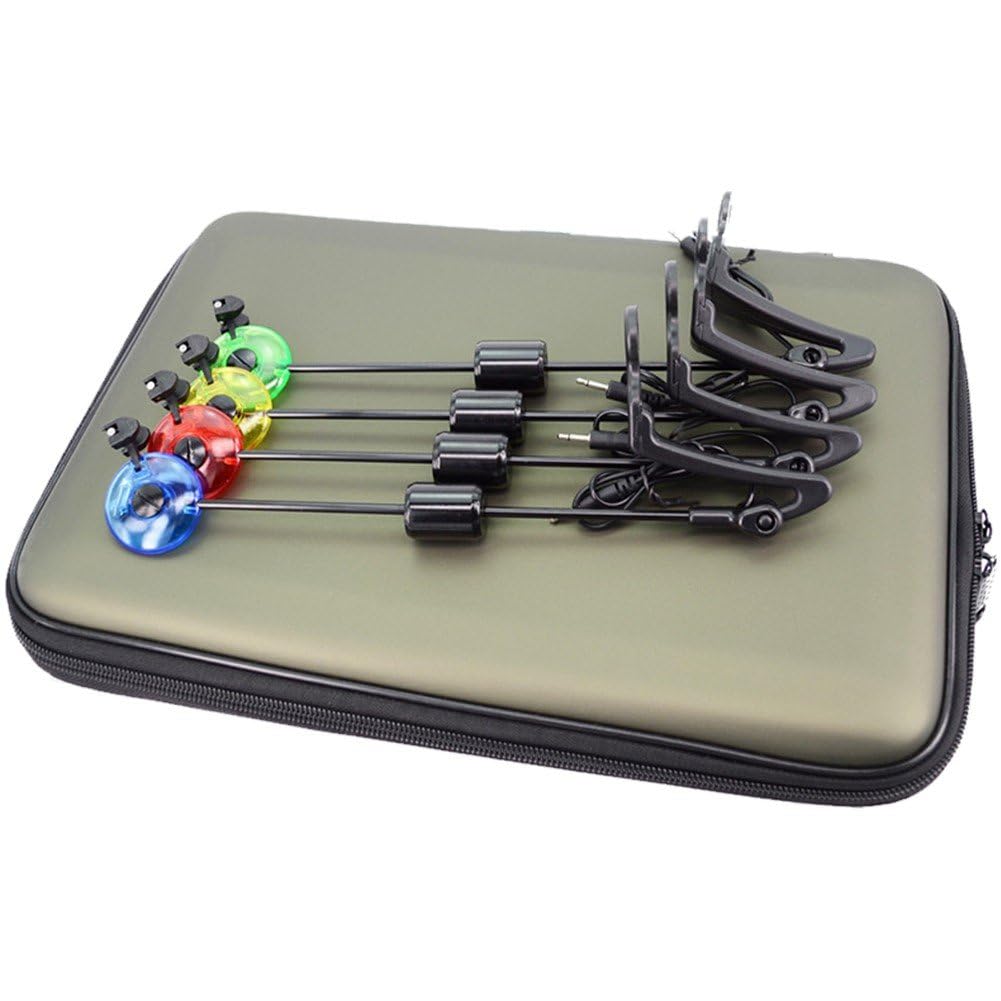 釣り鈴 4個セット スインガー 夜釣り 釣りアラーム フィッシングロッド用 釣り竿用 キャリーボックス付..