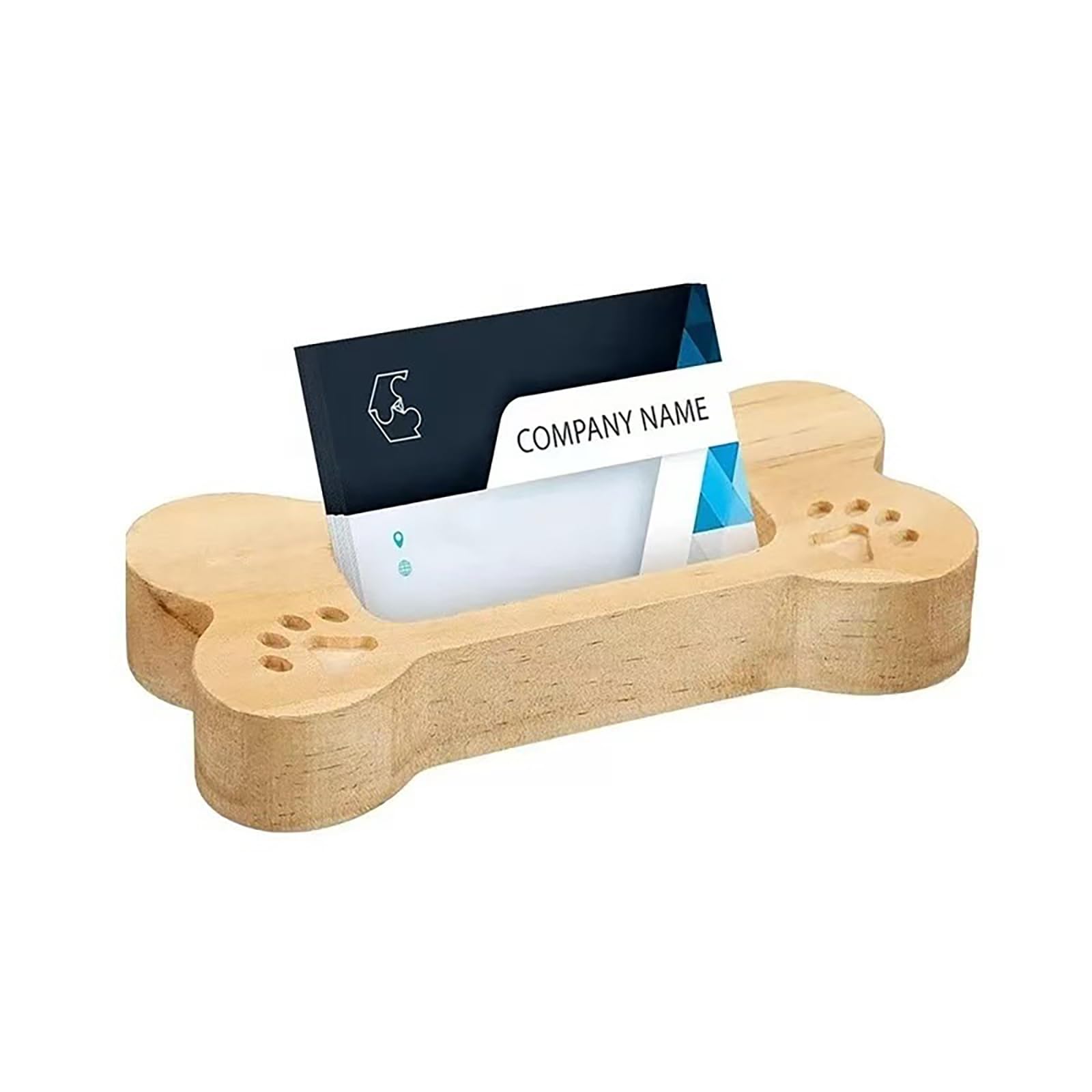 名刺ホルダー、木製デスクドッグボ