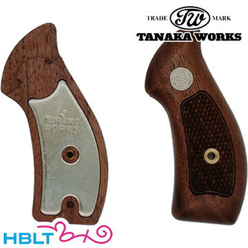 タナカワークス 木製グリップ+Weight SW Jフレーム ラウンドバット(ウォールナット チェッカー)