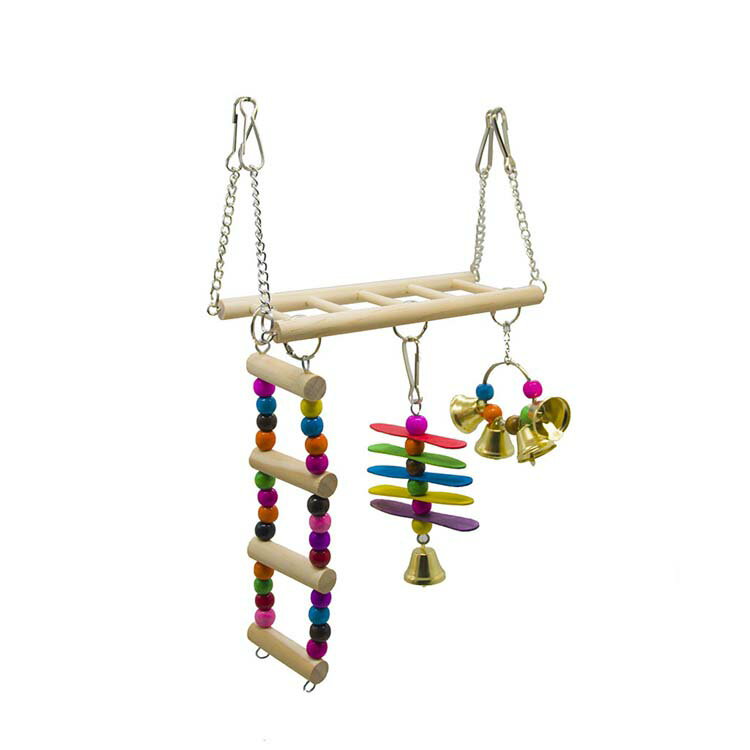 楽天Lucklandインコ 鸚鵡 オウム 玩具 吊り下げ 鳥用品 とり 鳥 小鳥 おもちゃ ブランコ スタンド はしご 寝所 木製 鈴 ベル 可愛い かわいい 鳥ベッド 鳥玩具