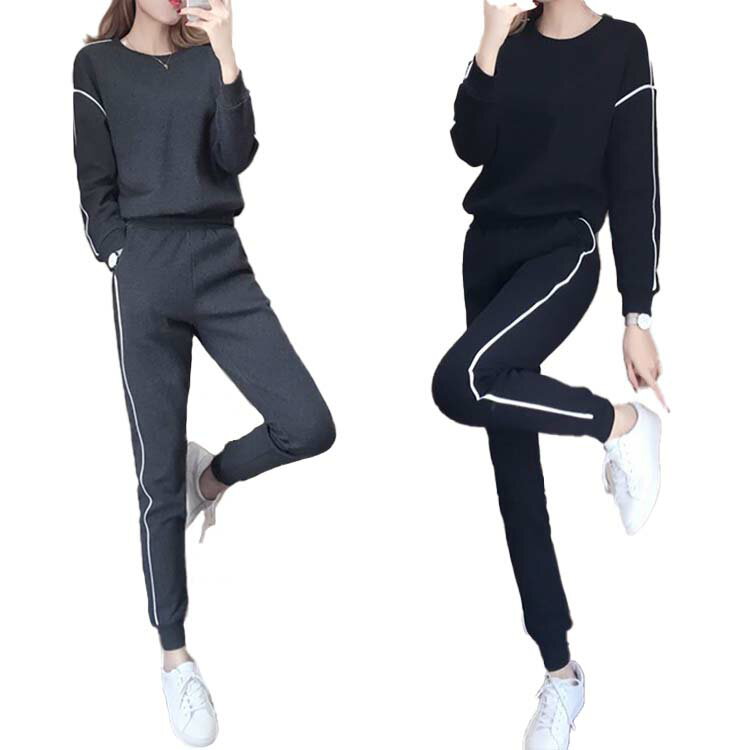 樂天商城 - スポーツウェア レディース パンツ セット トップス tシャツ 上下 パーカー 長袖 無地 スウェット ロング丈 パンツ 長ズボン トレーナー 韓国 ジャージ 上下セット 大きいサイズ セットアップ 2点セット 20 30 40代 運動着 普段着 運動服