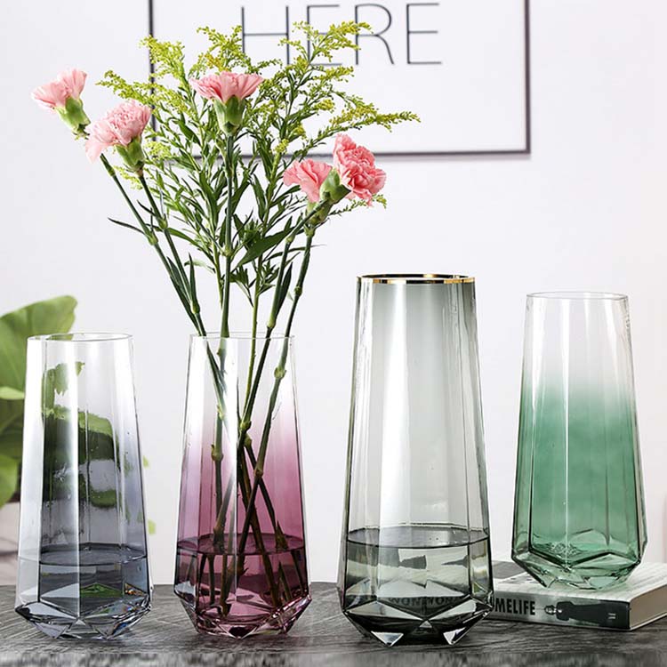 樂天商城 - フラワーベース 花瓶 おしゃれ 一輪挿し ガラス 北欧 枝物 大きい 透明 花びん グラデーション 8colors 透明花瓶 生け花 シンプル プレゼント ギフト 引っ越し祝い 新築祝い 誕生日 テーブル飾り 卓上飾り インテリア 観葉植物 ガラス花瓶